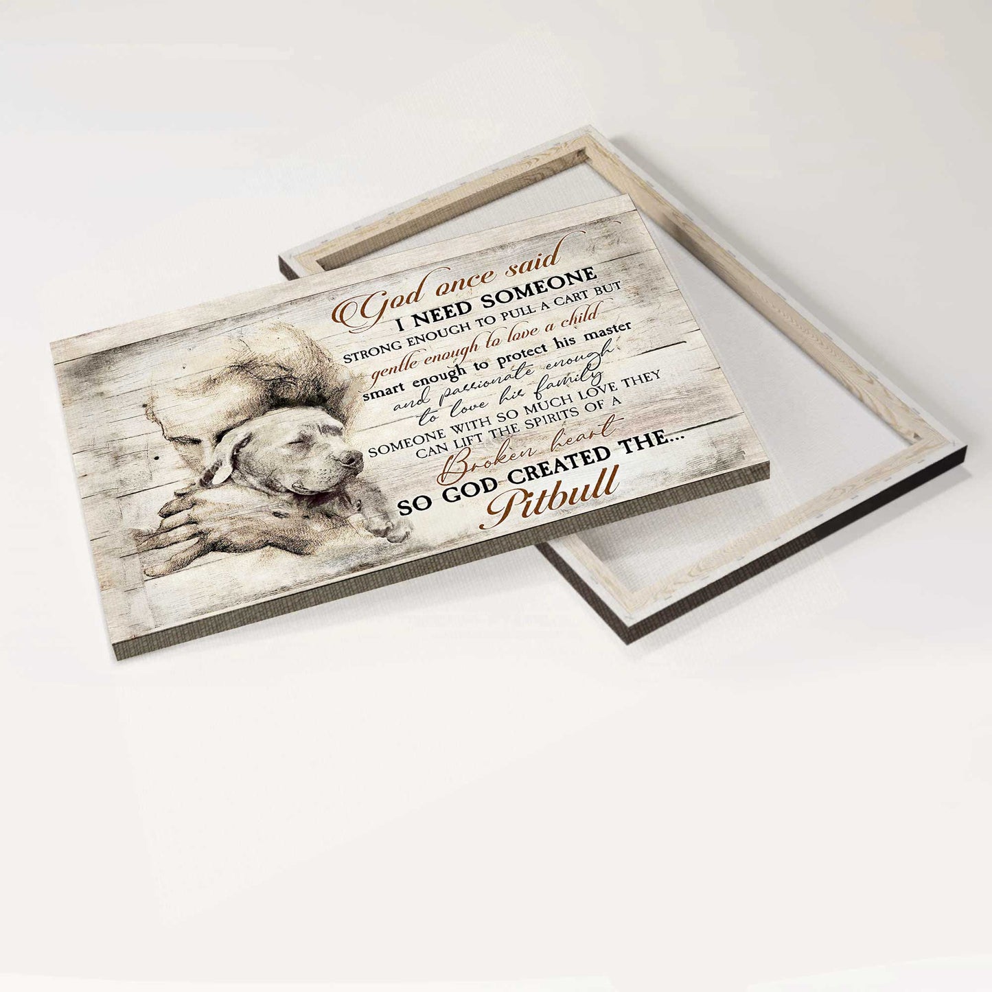 Pit Bull Landscape Canvas - God once said I Need Someone Canvas - Gift For Pit Bull Lover - So God Created The Pitbull Landscape Canvas