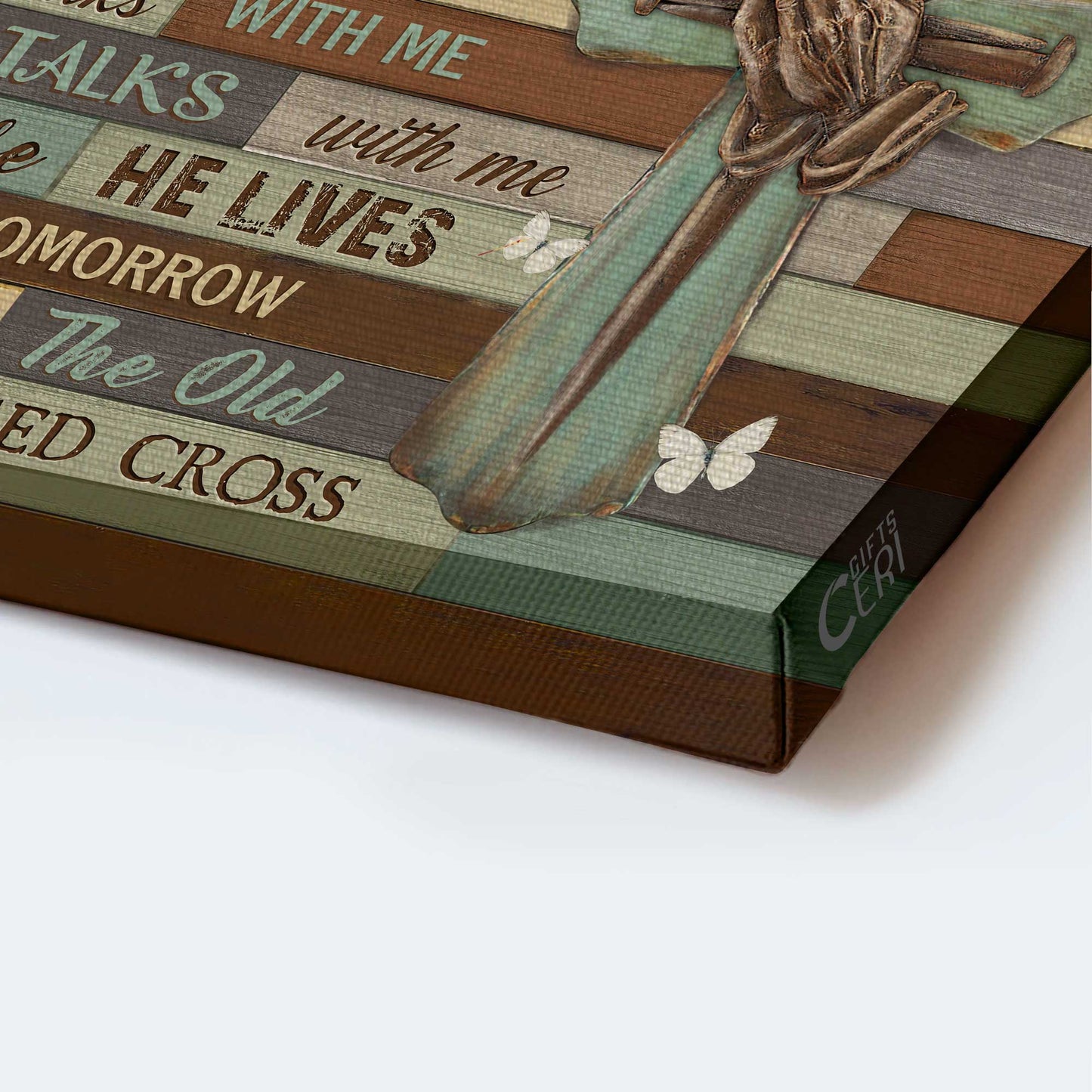 Jesus Landscape Canvas- Praying hands, Nail Cross, White butterfly- Gift for Christian- I still believe in amazing grace -  Landscape Canvas Prints, Wall Art