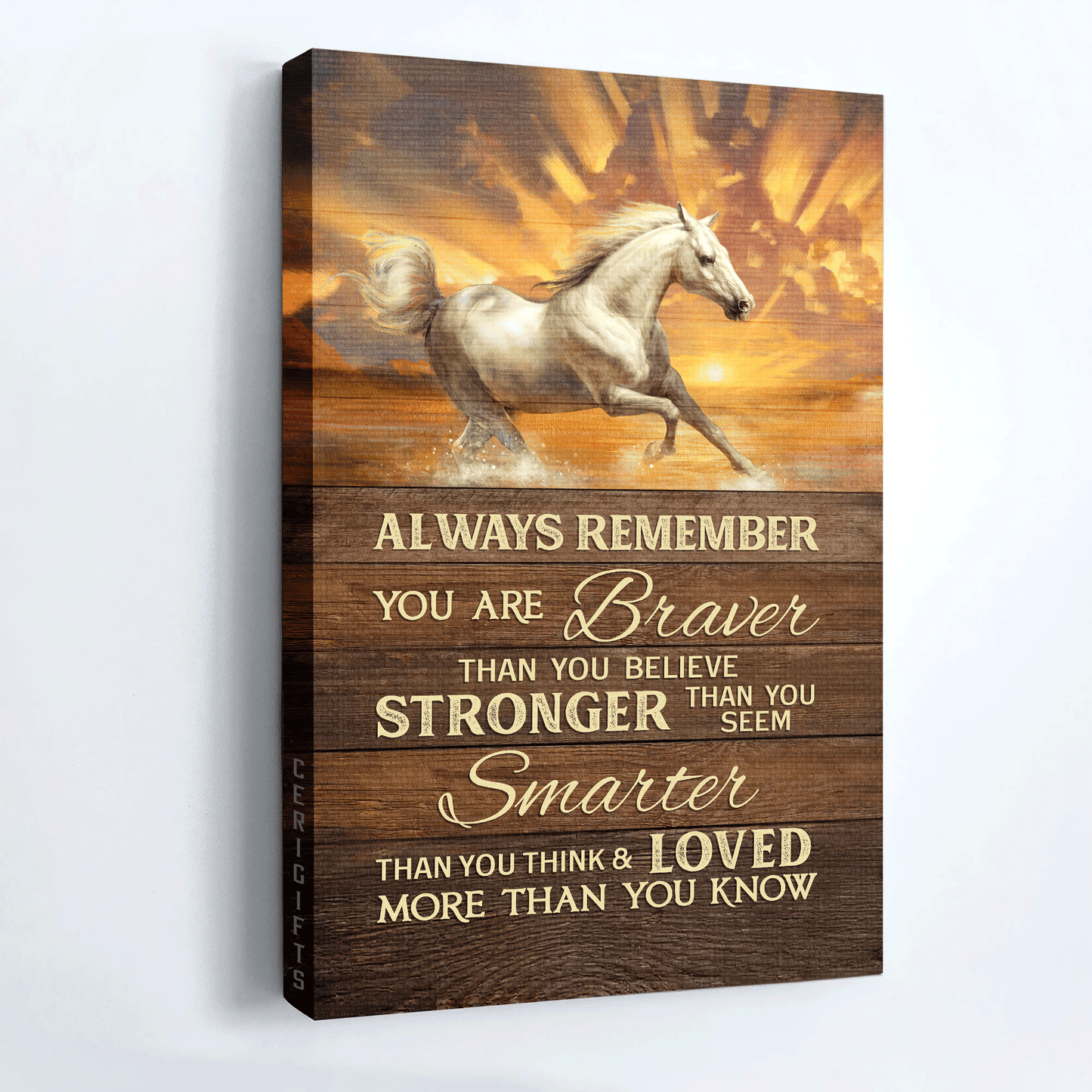 Family Portrait Canvas- Amazing Horse, Brilliant Sunset Portrait Canvas- Gift For Members Family- You Are Braver Than You Believe
