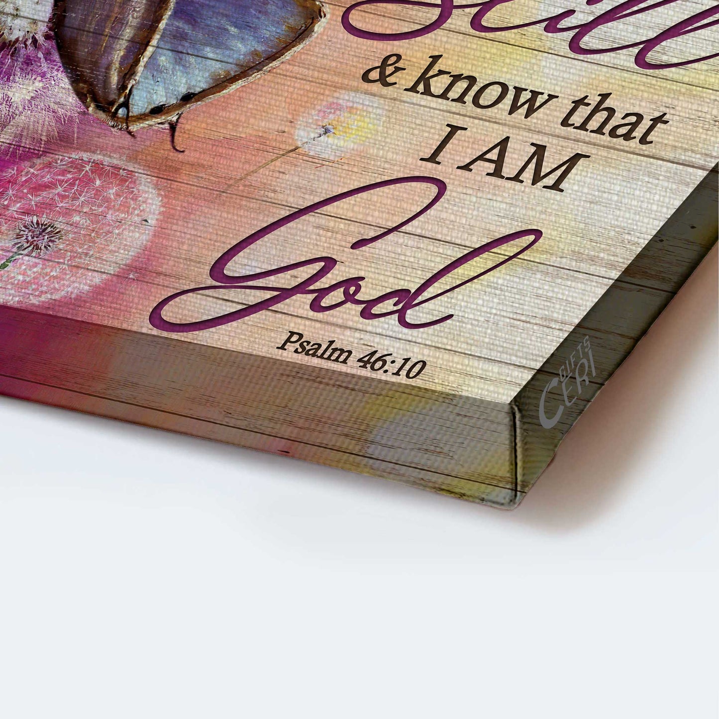 Jesus Landscape Canvas- Pretty dandelion, Lovely butterfly, Bible verse- Gift for Christian- Be still and know that I am God - Landscape Canvas Prints, Christian Wall Art