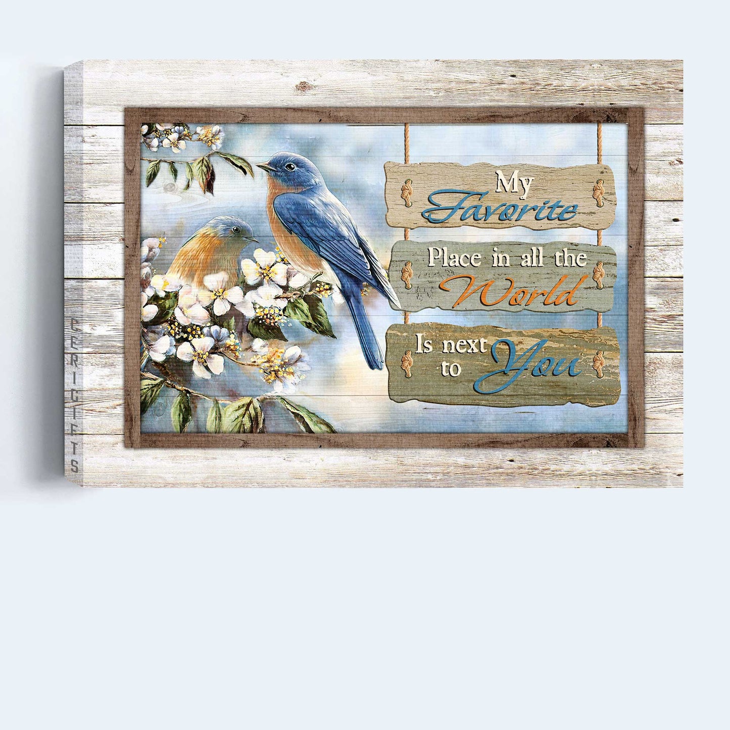 Jesus Landscape Canvas- Pretty Eastern bluebird, Jasmine forest- Gift for Christian- My favorite place in all the world - Landscape Canvas Prints, Christian Wall Art