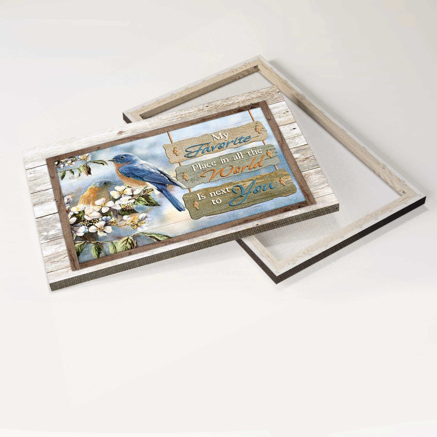 Jesus Landscape Canvas- Pretty Eastern bluebird, Jasmine forest- Gift for Christian- My favorite place in all the world - Landscape Canvas Prints, Christian Wall Art