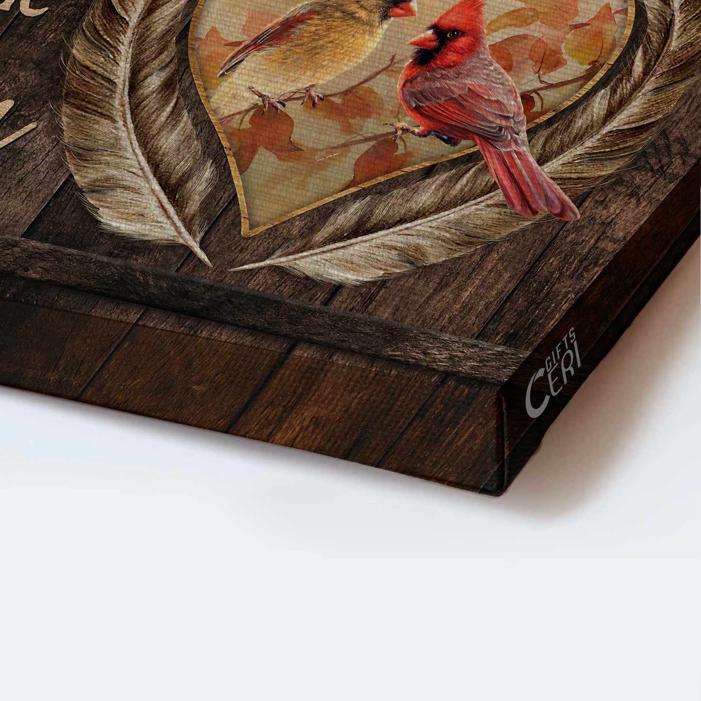 Jesus Landscape Canvas- Pretty feathers, Sweet heart, Cardinal painting - Gift for Christian- God gave me you - Landscape Canvas Prints, Christian Wall Art