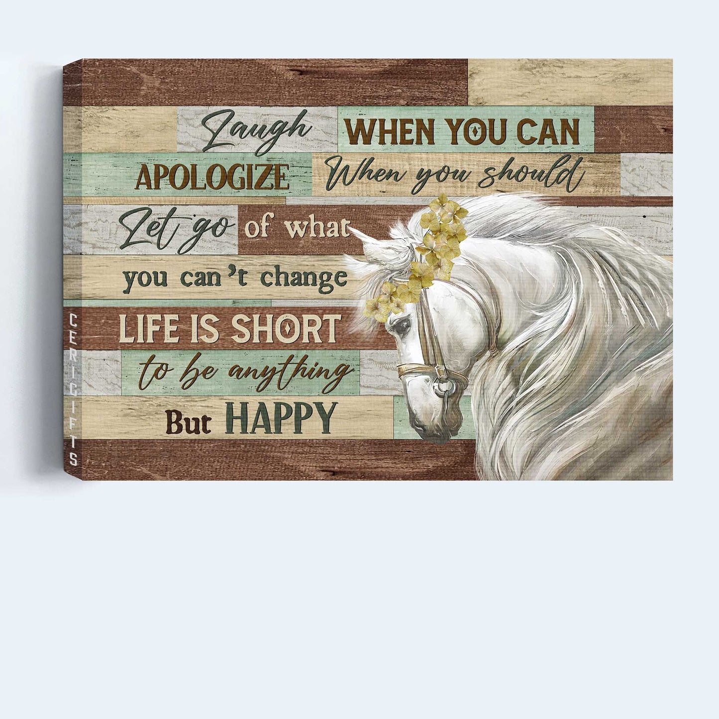 Jesus Landscape Canvas- Pretty horse, Sunflower wreath, White horse- Gift for Christian- Laugh when you can - Landscape Canvas Prints, Christian Wall Art