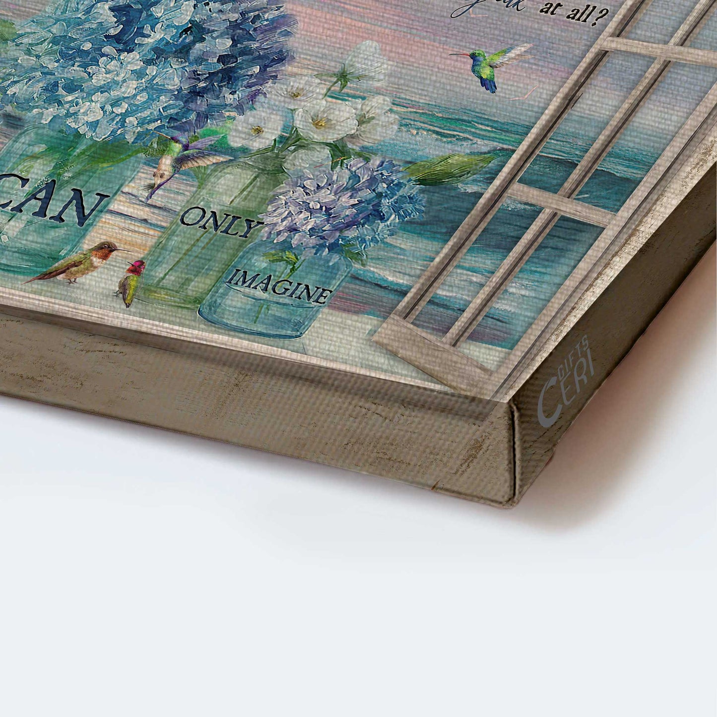 Jesus Landscape Canvas- Pretty hydrangea, Blue flower, Amazing sunset- Gift for Christian- I can only imagine - Landscape Canvas Prints, Christian Wall Art