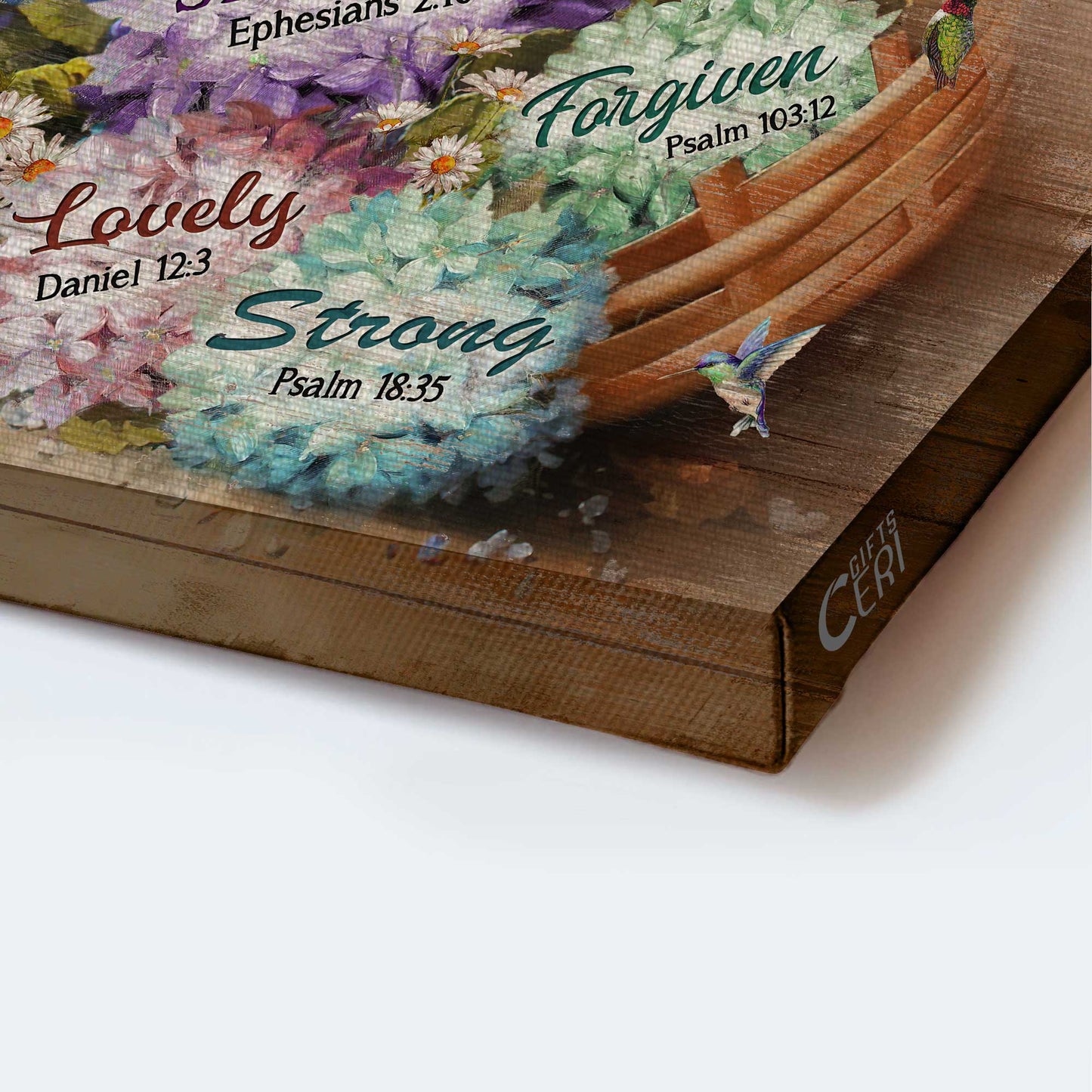 Jesus Landscape Canvas- Pretty hydrangeas, Rattan basket, Hummingbird, God says you are unique canvas- Gift for Christian- Landscape Canvas Prints, Christian Wall Art