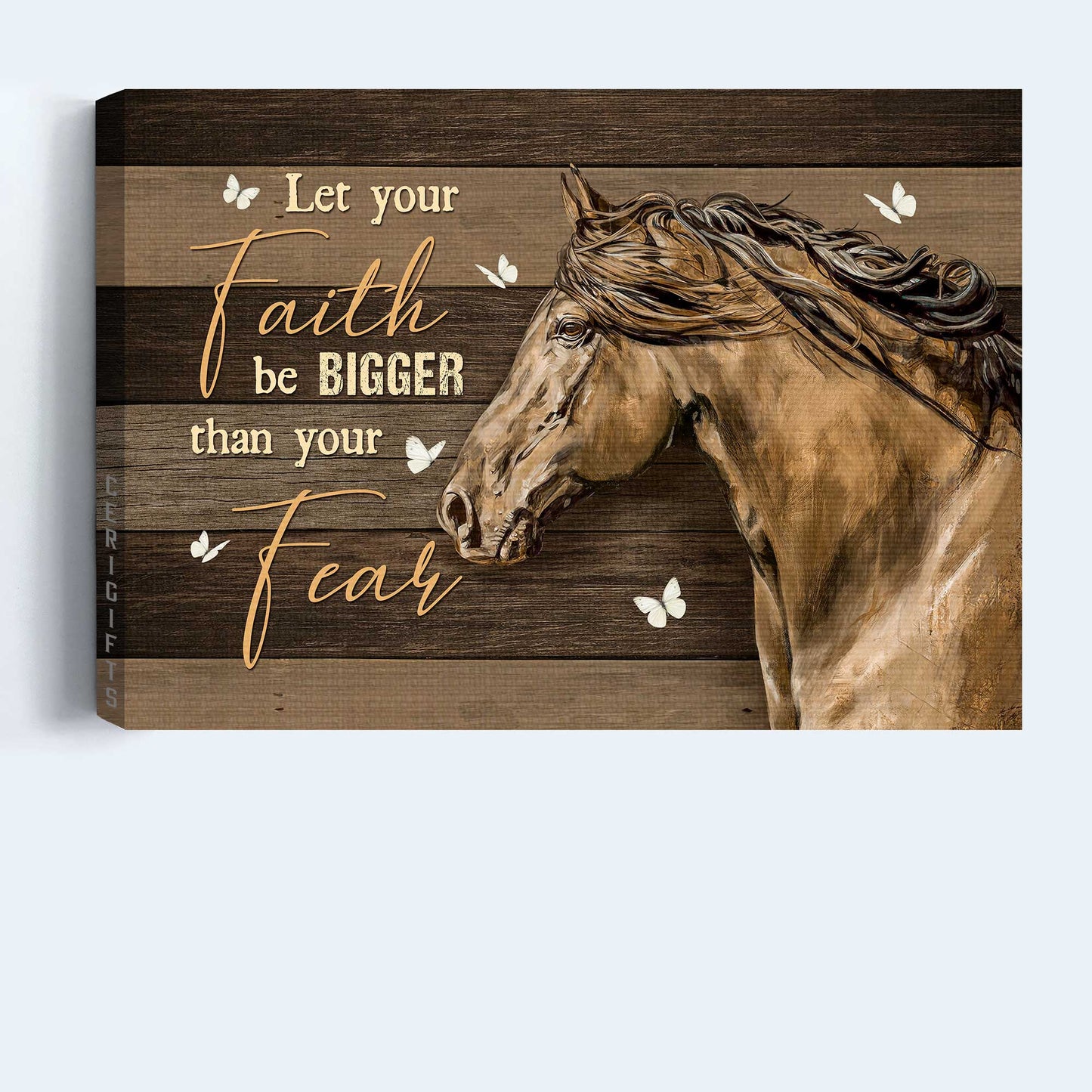 Jesus Landscape Canvas- Amazing Horse, Butterfly Painting Landscape Canvas- Gift For Christian- Let Your Faith Be Bigger Than You Fear