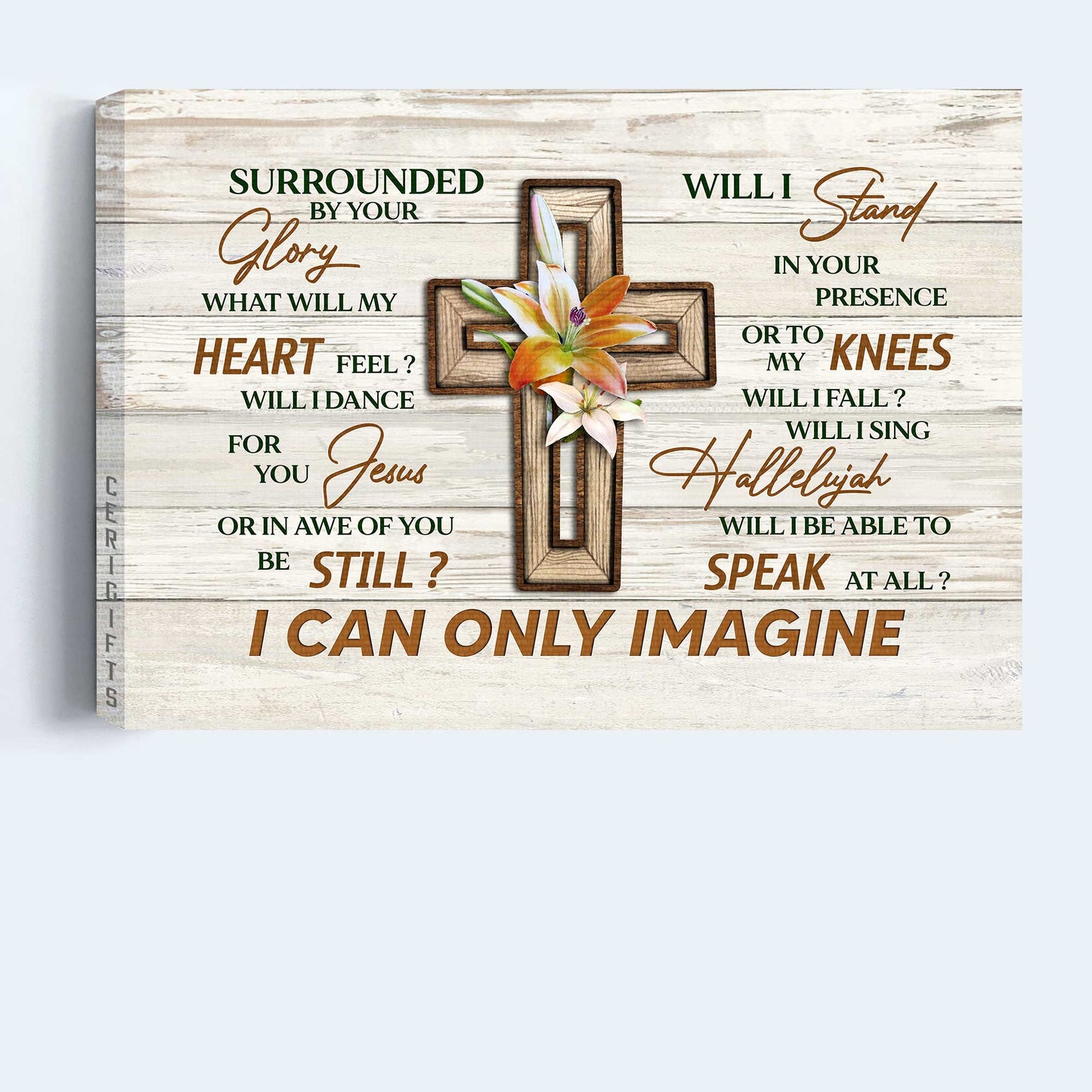 Jesus Landscape Canvas- Pretty lily flower, Cross drawing canvas- Gift for Christian- I can only imagine - Landscape Canvas Prints, Christian Wall Art