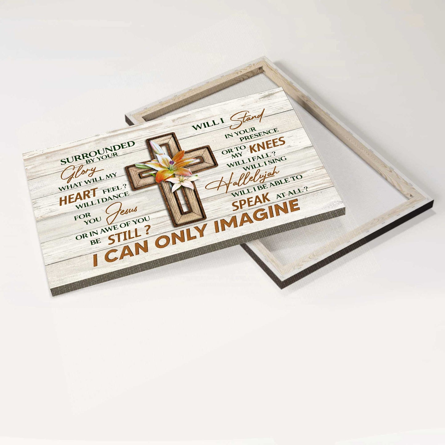 Jesus Landscape Canvas- Pretty lily flower, Cross drawing canvas- Gift for Christian- I can only imagine - Landscape Canvas Prints, Christian Wall Art