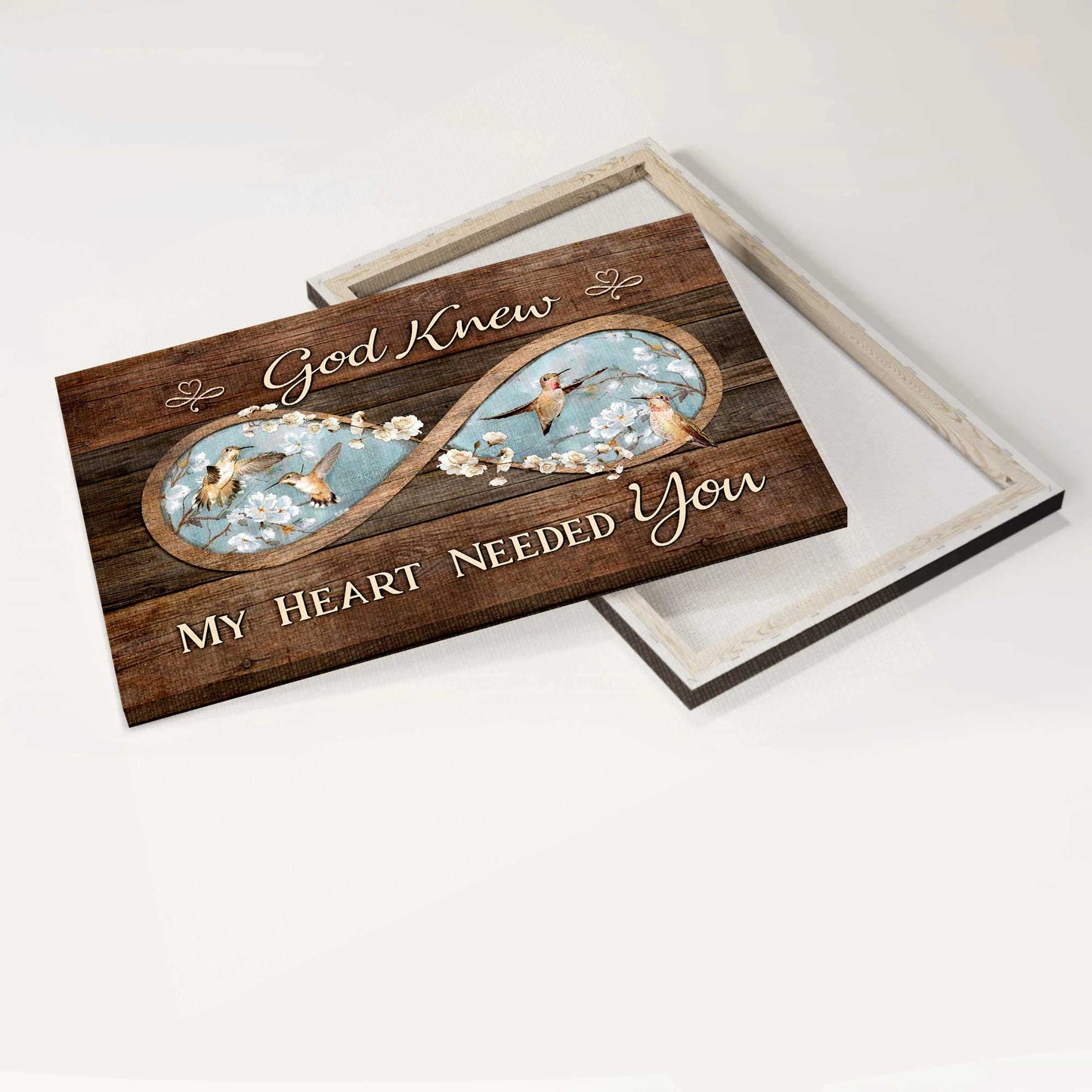 Jesus Landscape Canvas- Infinity symbol, Watercolor bird, Spring painting canvas- Gift for Christian- God knew my heart needed you - Landscape Canvas Prints, Christian Wall Art