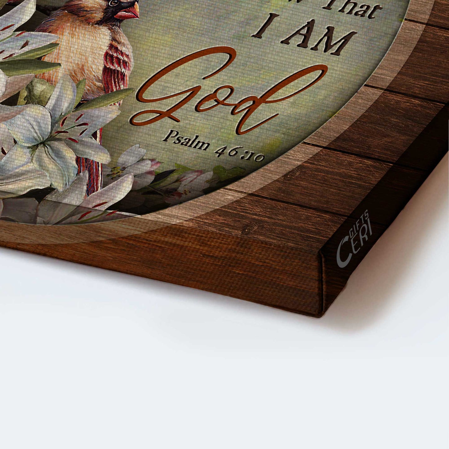 Jesus Landscape Canvas- Pretty lily flower, Watercolor cardinal canvas- Gift for Christian- Be still and know that I am God - Landscape Canvas Prints, Christian Wall Art