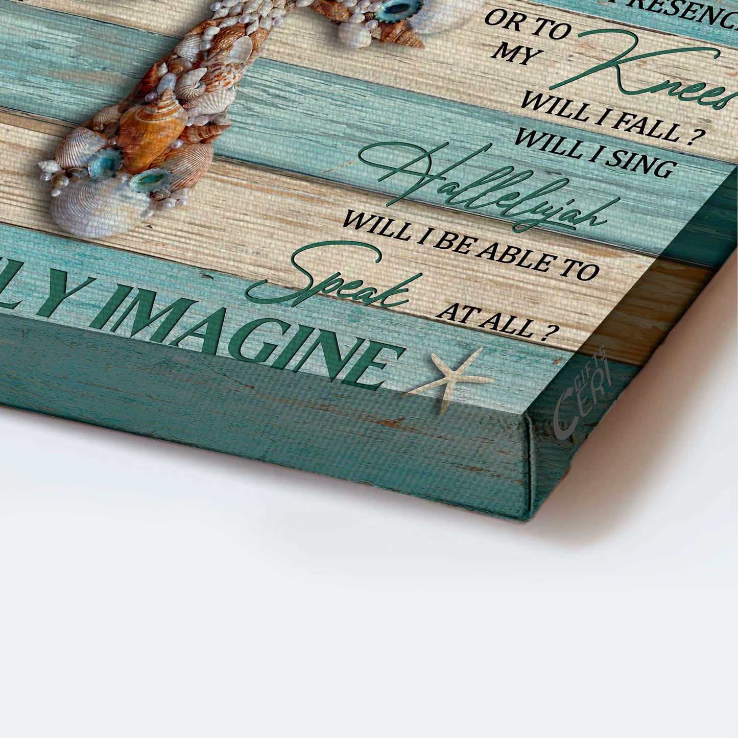 Jesus Landscape Canvas- Seashell cross, I can only Imagine- Gift for Christian - Landscape Canvas Prints, Wall Art