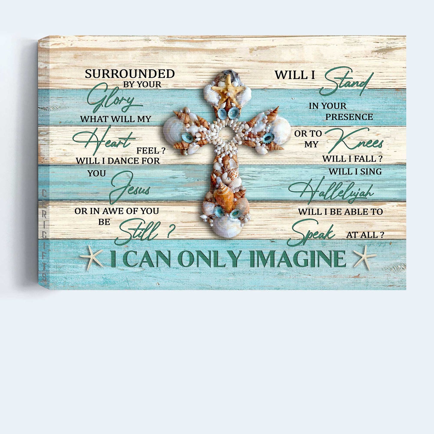 Jesus Landscape Canvas- Seashell cross, I can only Imagine- Gift for Christian - Landscape Canvas Prints, Wall Art