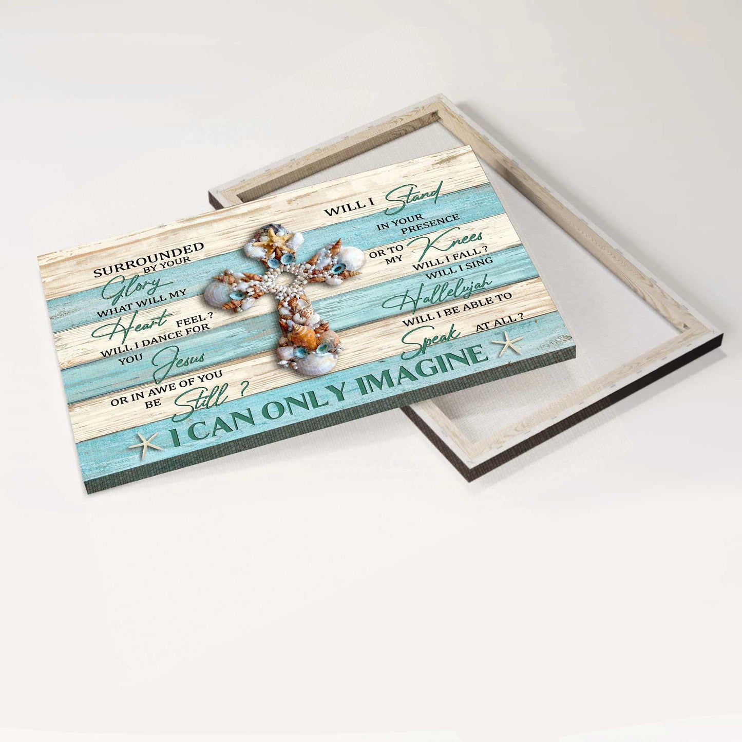 Jesus Landscape Canvas- Seashell cross, I can only Imagine- Gift for Christian - Landscape Canvas Prints, Wall Art