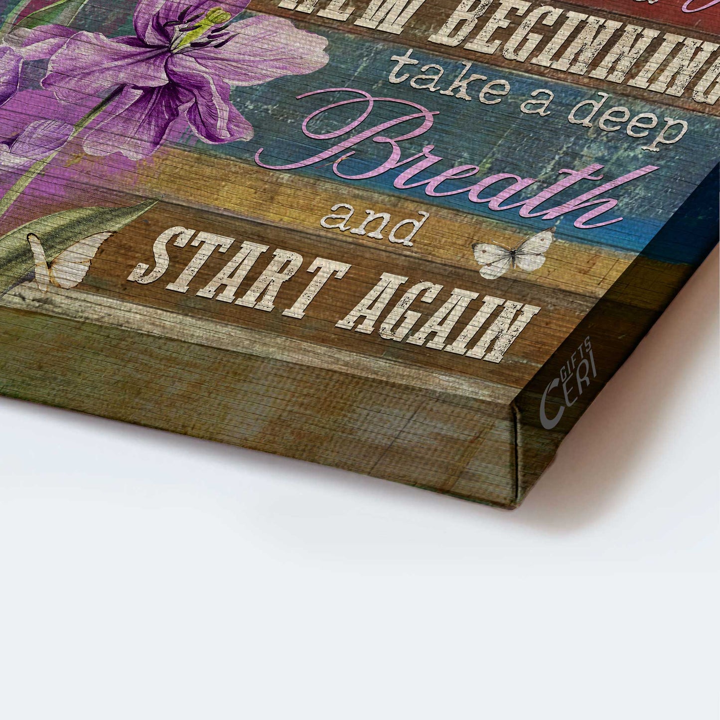 Jesus Landscape Canvas- Purple flower drawing, Butterfly painting- Gift for Christian- Every day is a new beginning - Landscape Canvas Prints, Christian Wall Art