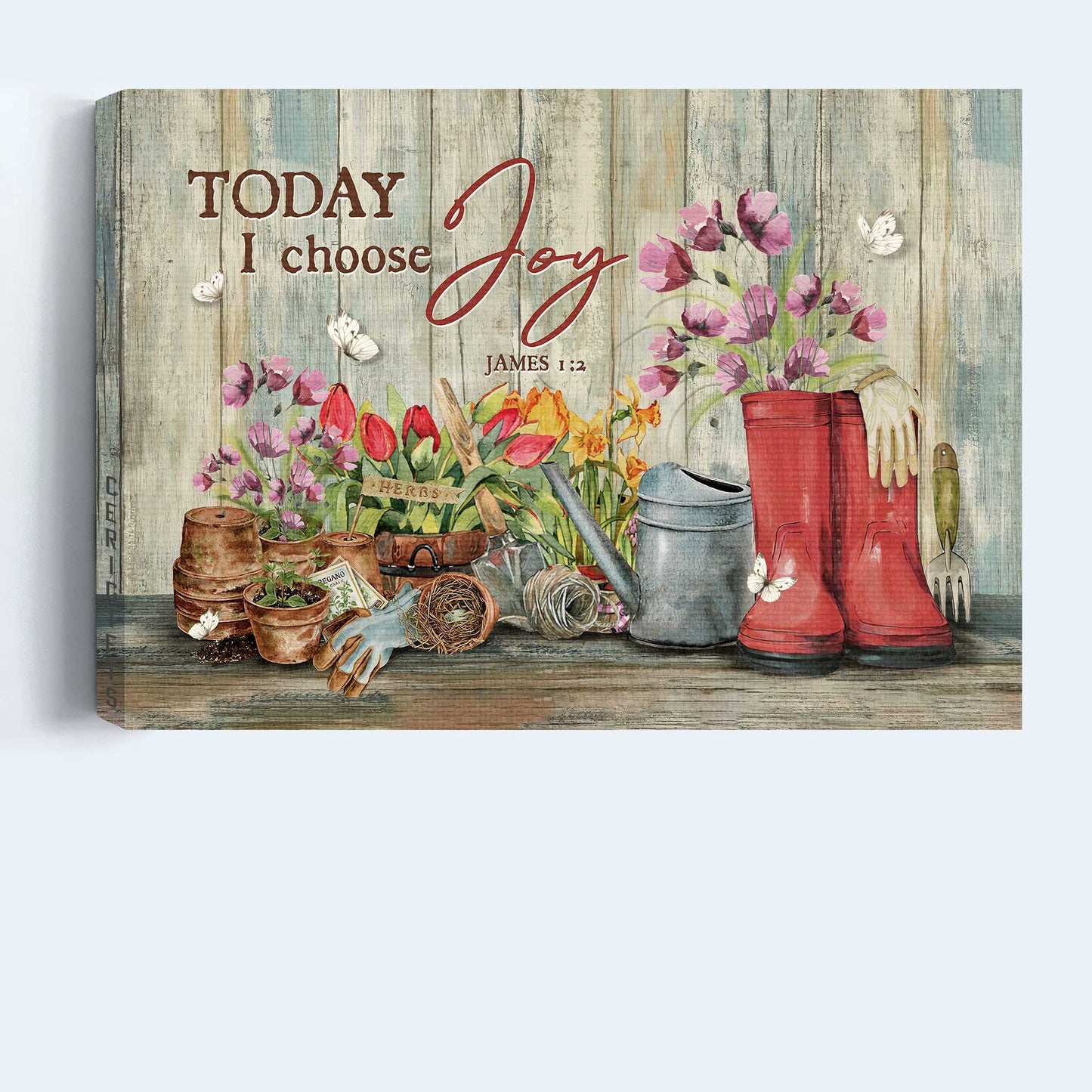 Jesus Landscape Canvas- Purple flower, Red tulip, Cute boots, Today I choose joy canvas- Gift for Christian - Landscape Canvas Prints, Christian Wall Art