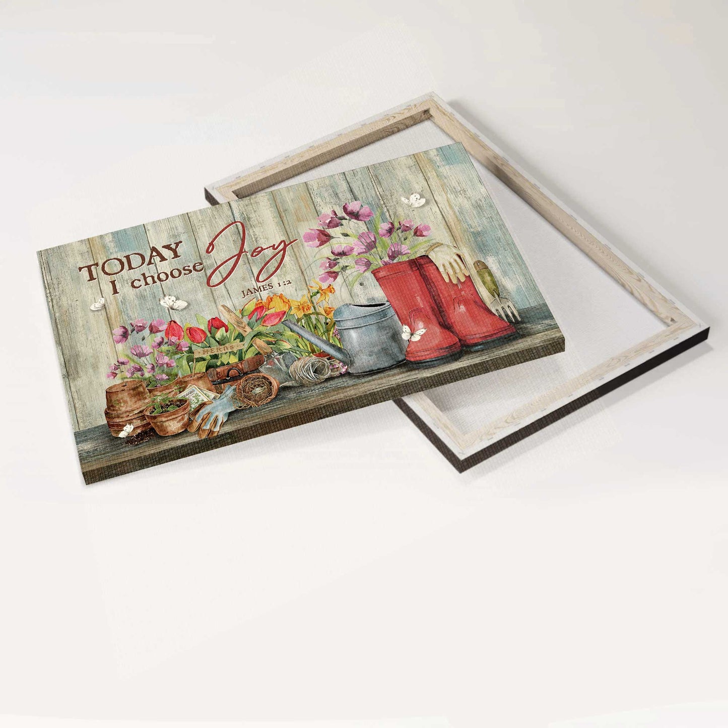 Jesus Landscape Canvas- Purple flower, Red tulip, Cute boots, Today I choose joy canvas- Gift for Christian - Landscape Canvas Prints, Christian Wall Art