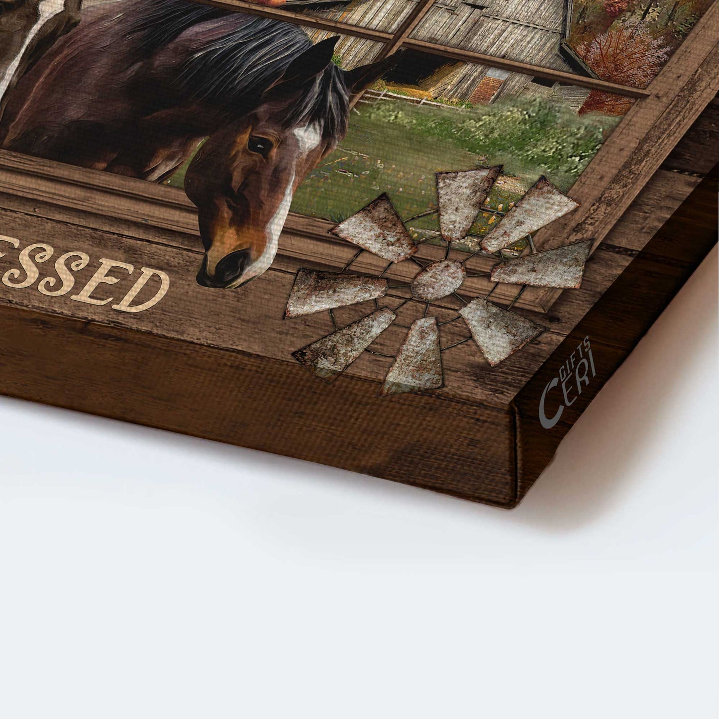 Jesus Landscape Canvas- Amazing Horse, Farm, Windmill Landscape Canvas, Simply Blessed Canvas- Gift For Christian