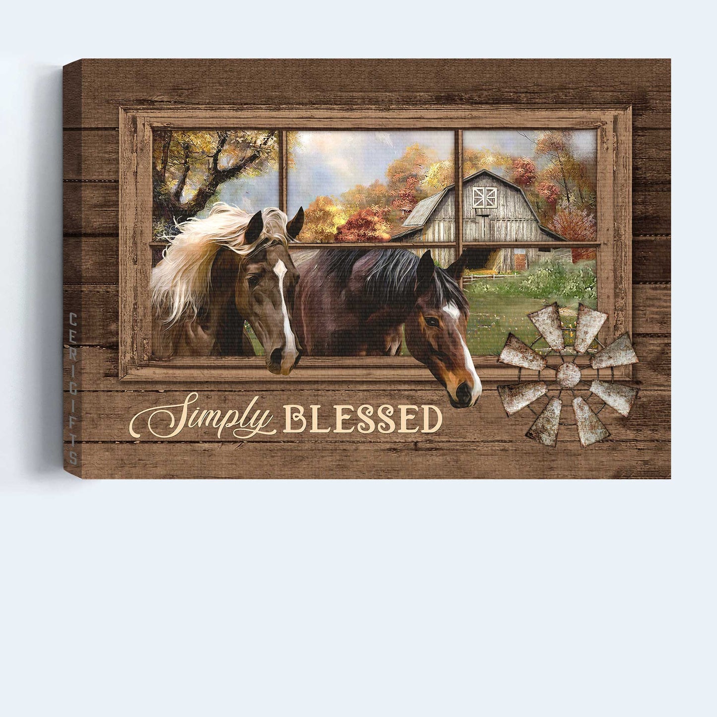 Jesus Landscape Canvas- Amazing Horse, Farm, Windmill Landscape Canvas, Simply Blessed Canvas- Gift For Christian
