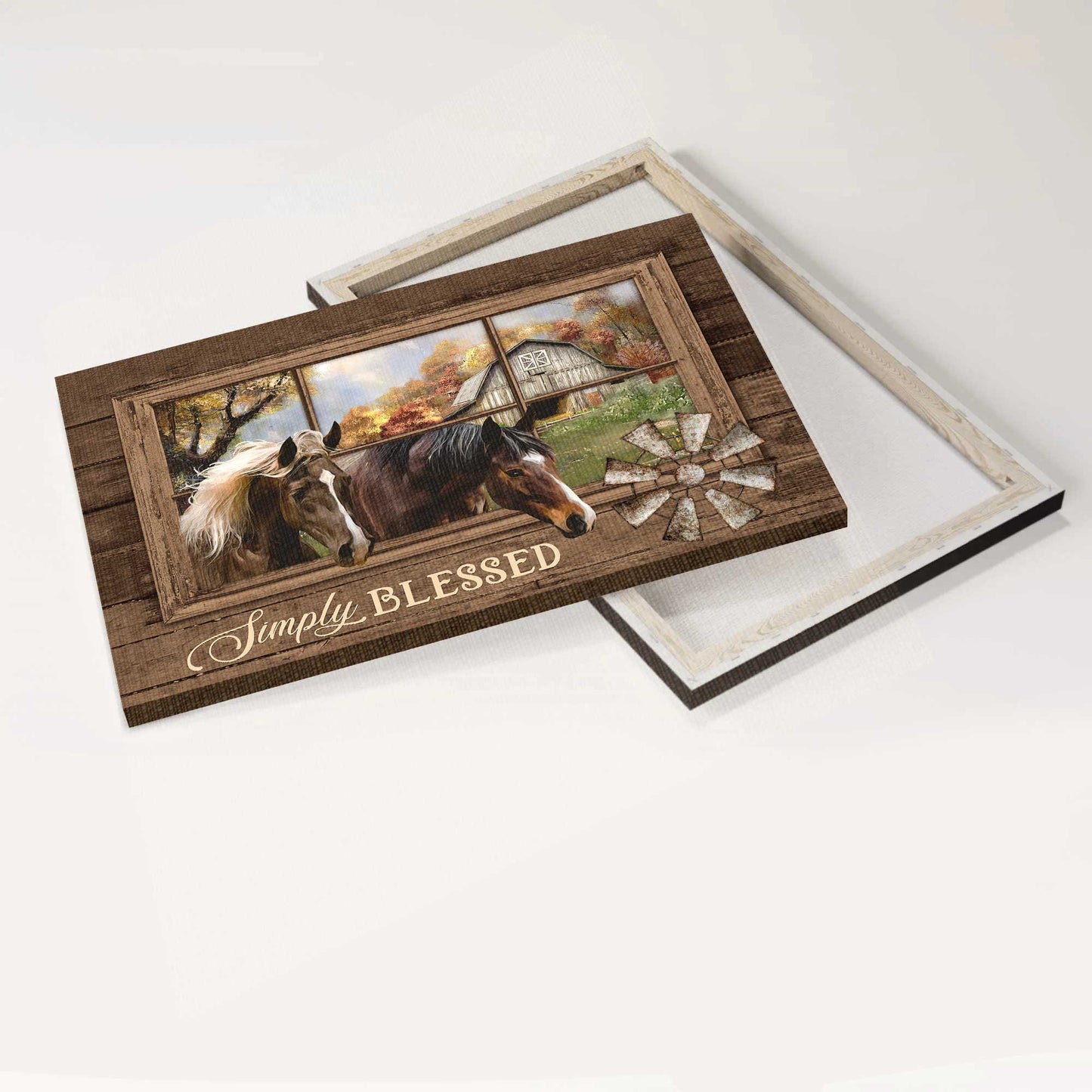 Jesus Landscape Canvas- Amazing Horse, Farm, Windmill Landscape Canvas, Simply Blessed Canvas- Gift For Christian