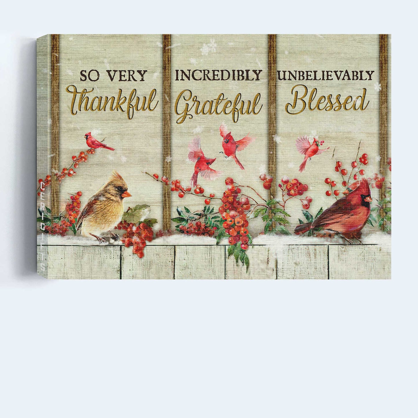 Memorial Landscape Canvas- Red cardinal, Beautiful cranberry, So very thankful- Gift for Christian - Heaven Landscape Canvas Prints, Wall Art