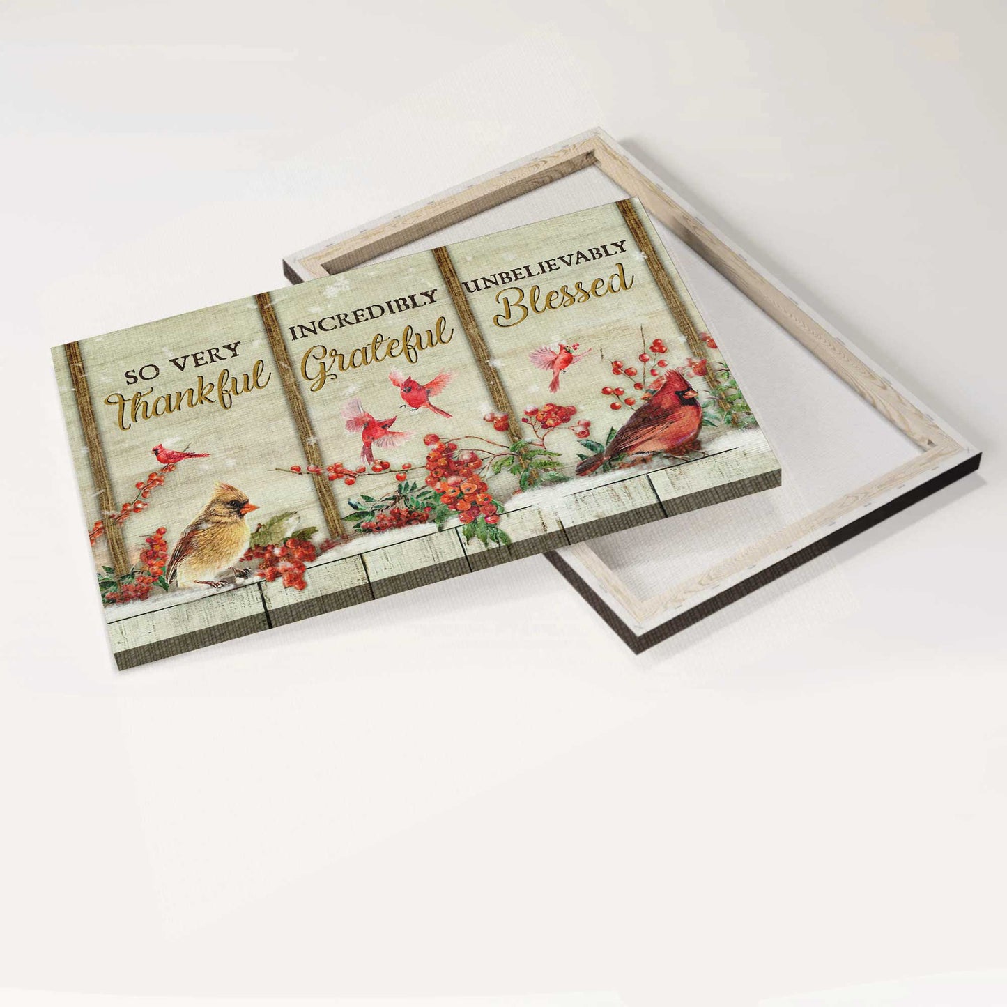 Memorial Landscape Canvas- Red cardinal, Beautiful cranberry, So very thankful- Gift for Christian - Heaven Landscape Canvas Prints, Wall Art