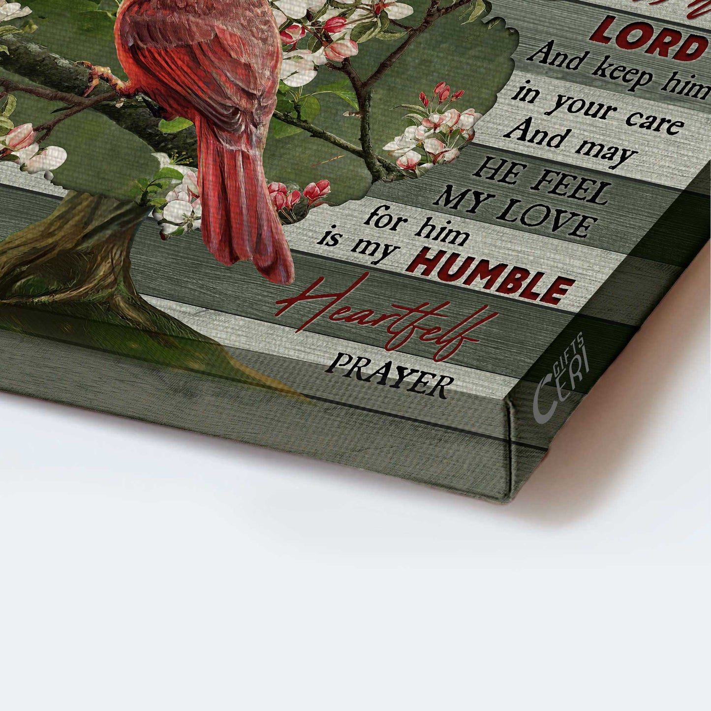 Memorial Landscape Canvas- Red cardinal, Bleeding heart vine- Memorial gift for members family- Prayer for my Dad- Heaven Landscape Canvas Prints, Wall Art