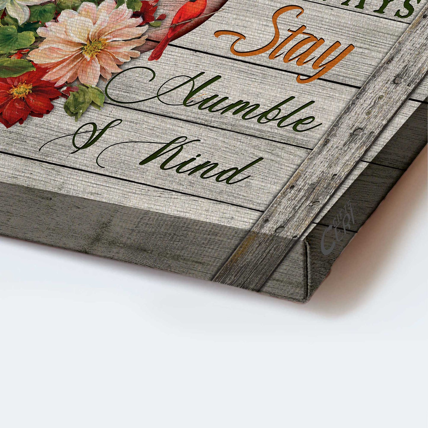 Jesus Landscape Canvas- Red cardinal, Heart drawing, Flower painting - Gift for Christian- Always stay humble and kind - Landscape Canvas Prints, Wall Art