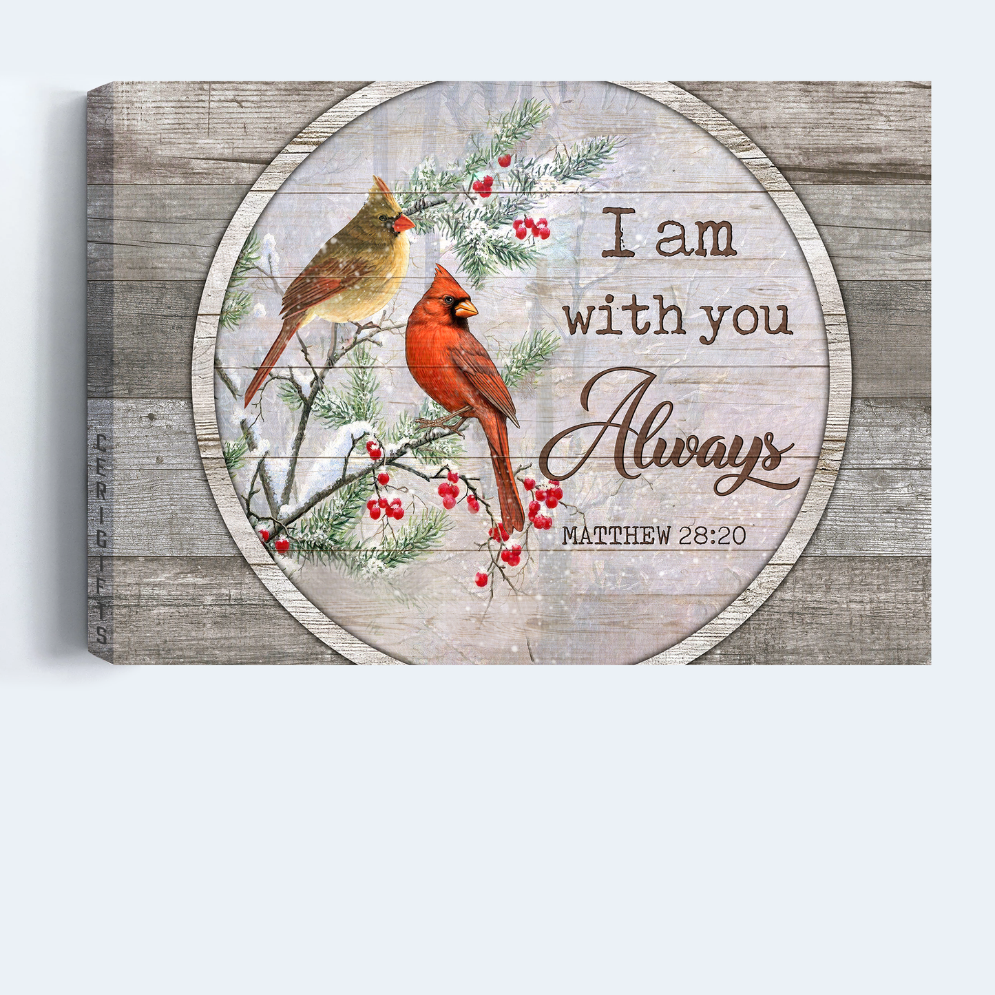 Heaven Landscape Canvas - Red cardinal, Winter painting, I am with you always Landscape Canvas - Memorial Gift For Family Members Canvas Prints, Wall Art