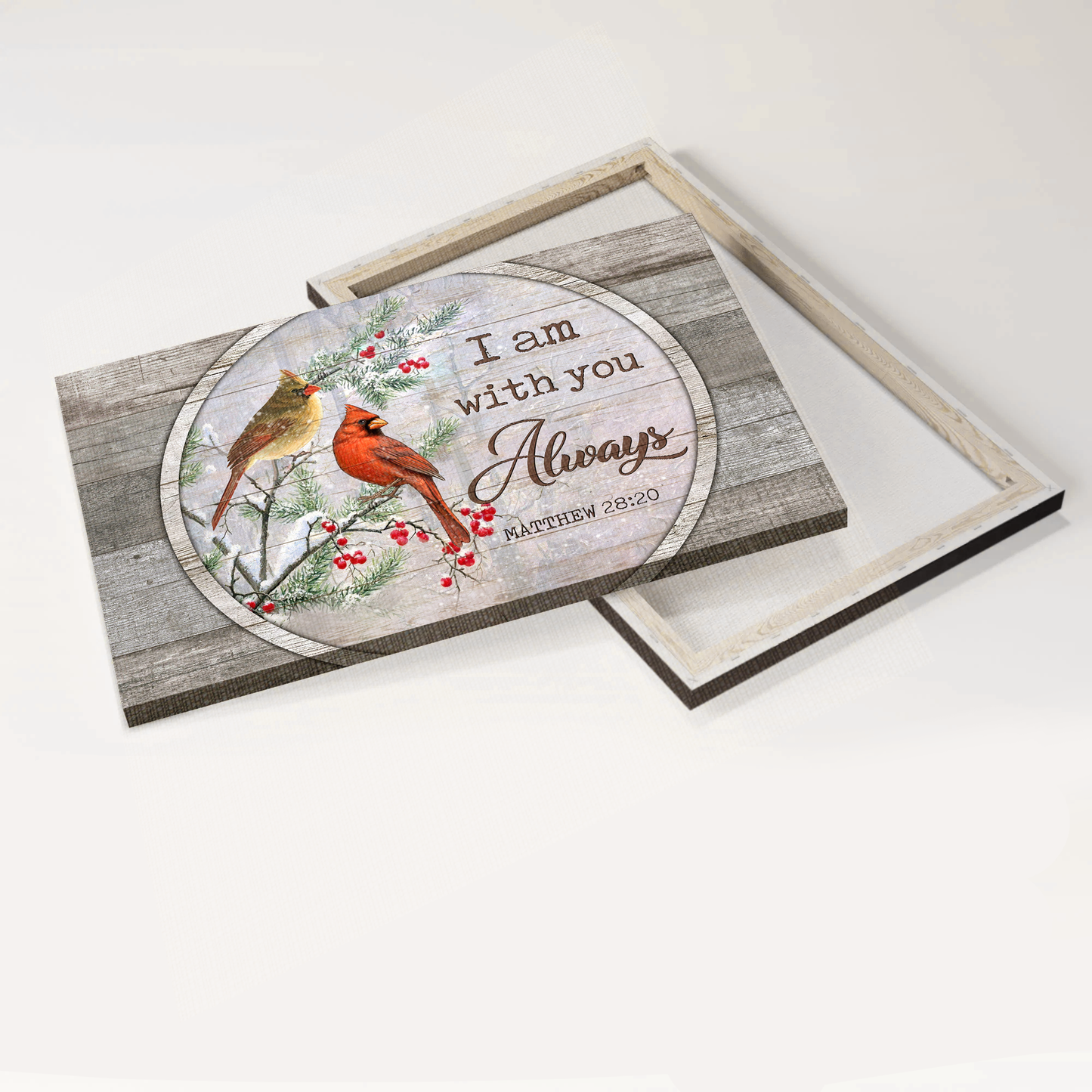 Heaven Landscape Canvas - Red cardinal, Winter painting, I am with you always Landscape Canvas - Memorial Gift For Family Members Canvas Prints, Wall Art