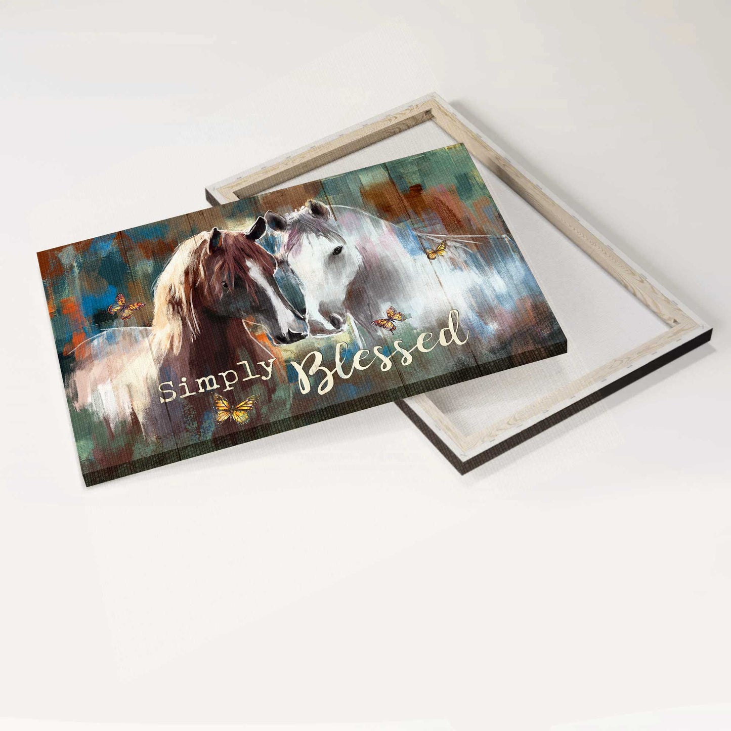 Jesus Landscape Canvas- Amazing Horse Painting, Watercolor Drawing, Monarch Butterfly, Simply Blessed Canvas- Gift For Christian