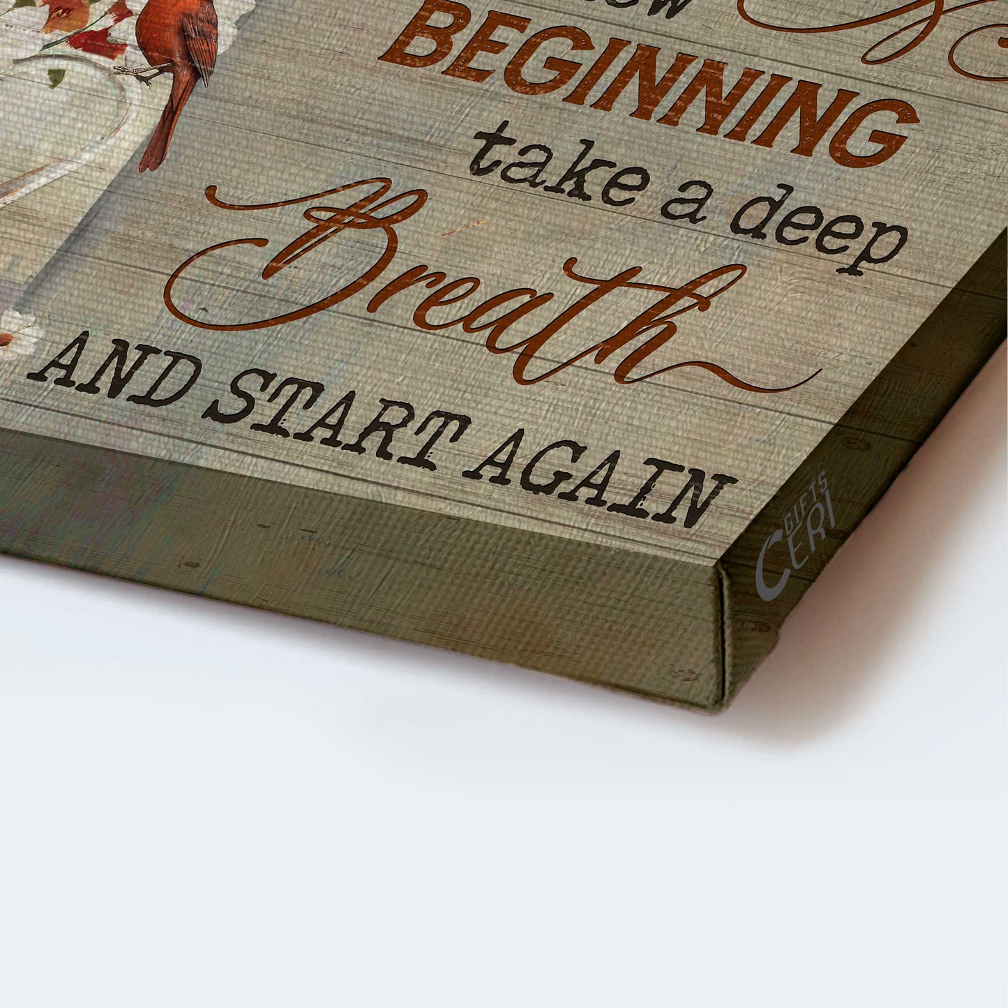 Jesus Landscape Canvas- Red cardinals, White camellia, Flower vase- Gift for Christian- Every day is a new beginning- Landscape Canvas Prints, Christian Wall Art