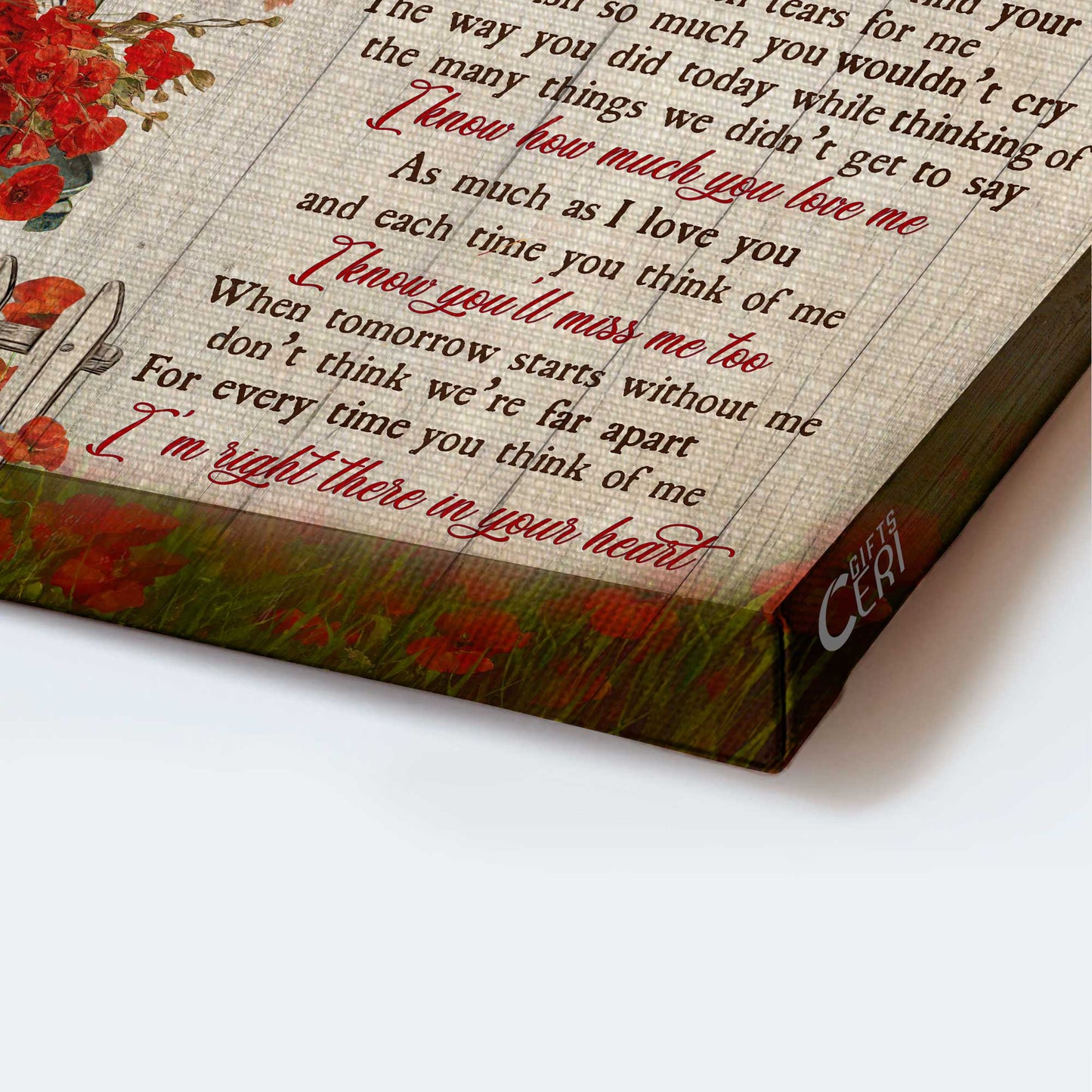 Memorial Landscape Canvas- Red poppy painting, Cardinal drawing, Letter box- Gift for members family- Letter from heaven - Heaven Landscape Canvas Prints, Wall Art