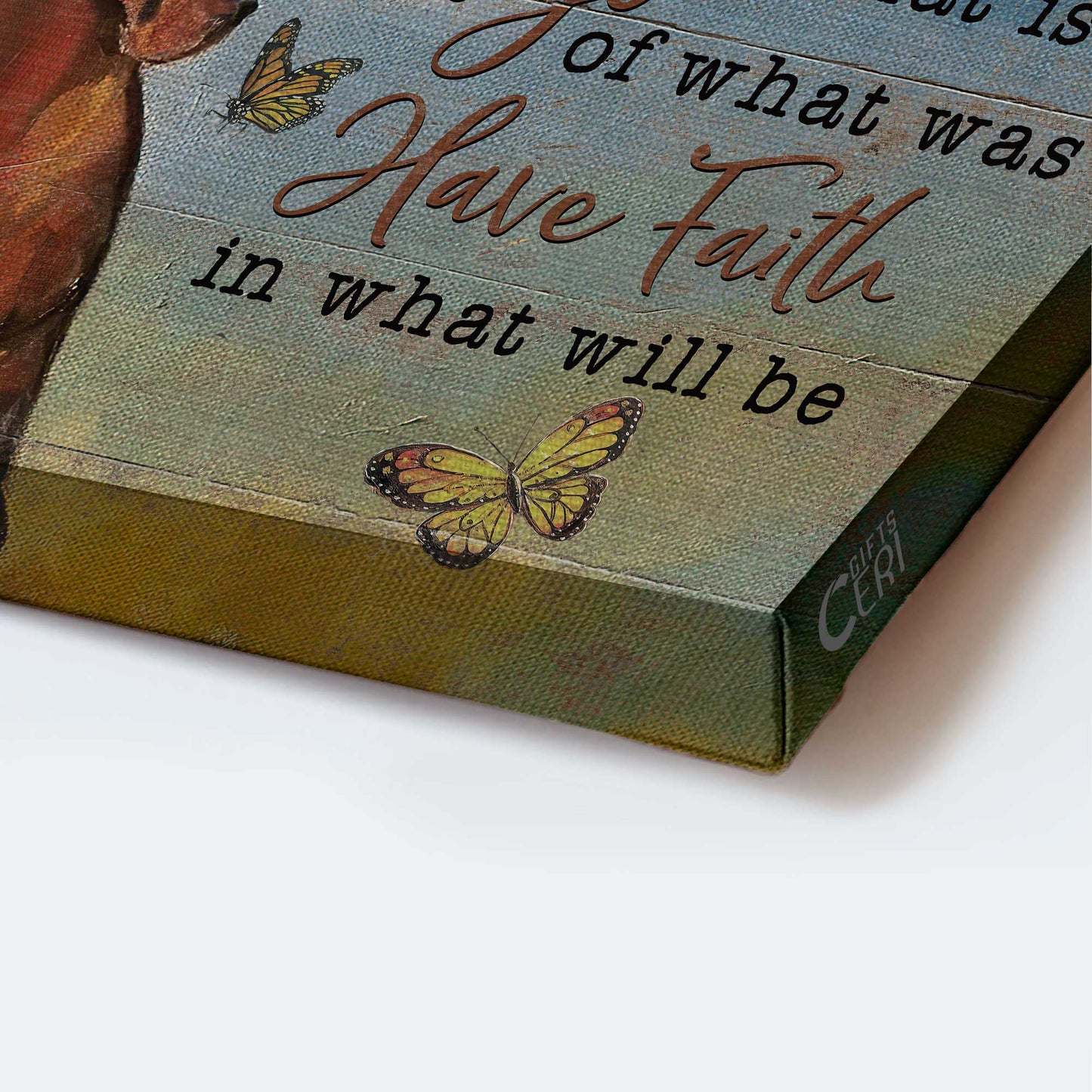 Jesus Landscape Canvas- Amazing Horse Painting, Yellow Butterfly Landscape Canvas- Gift For Christian- Accept What Is Let Go