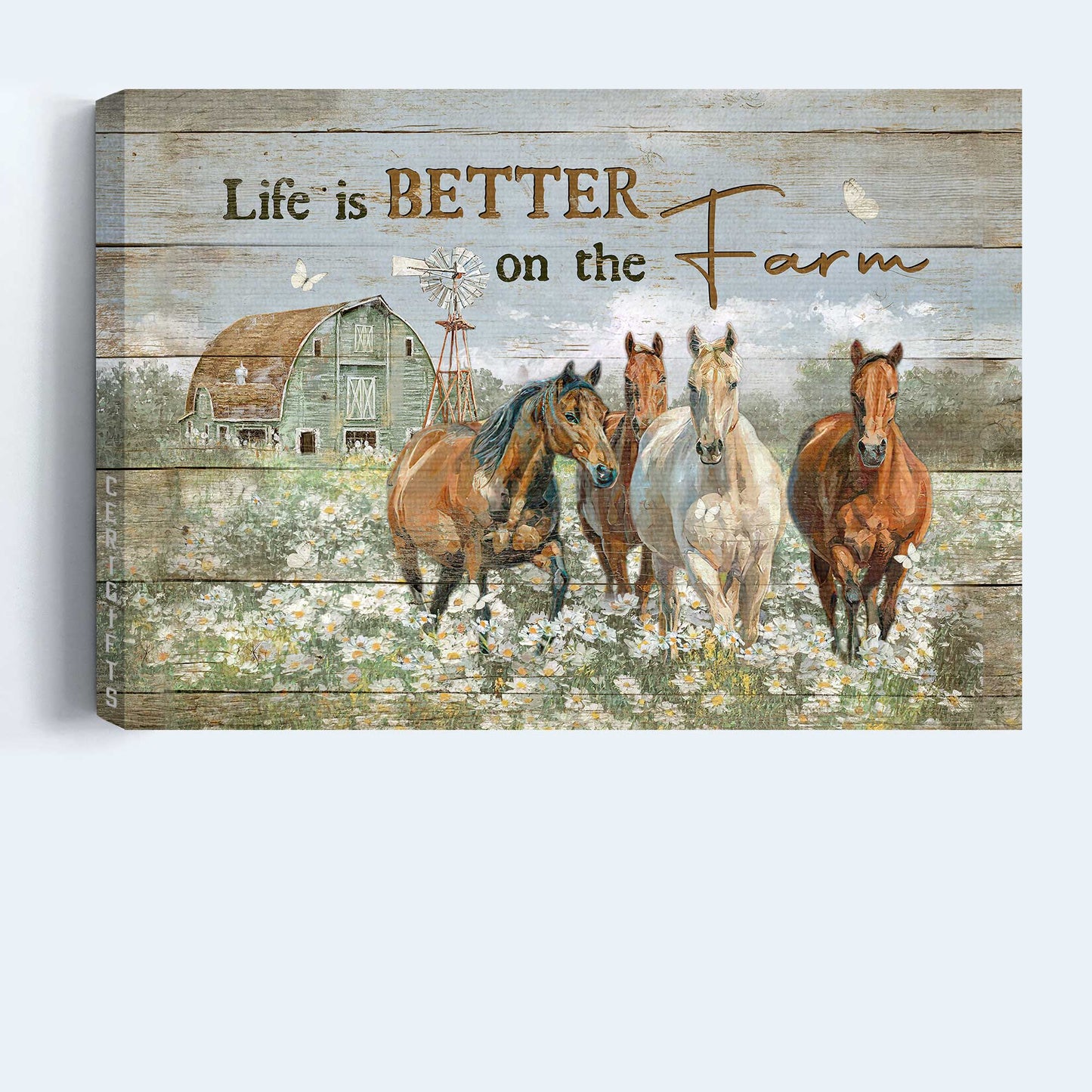 Jesus Landscape Canvas- Running horse, Daisy field, Green house- Gift for Christian- Life is better on the farm - Landscape Canvas Prints, Home Decor Wall Art