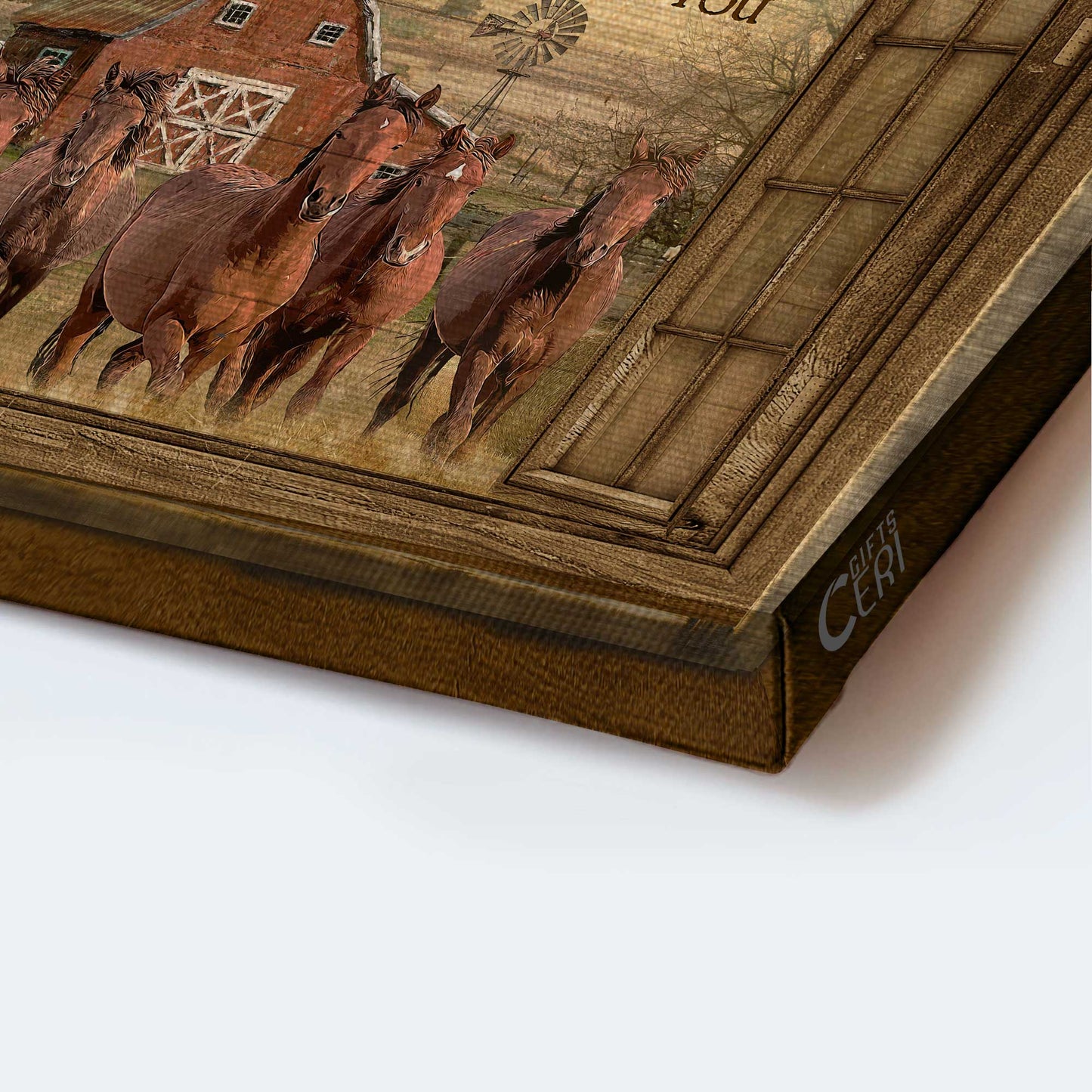 Jesus Landscape Canvas- Running horse, Old window, Beautiful sunset- Gift for Christian- God blessed the broken road that let me straight to you - Landscape Canvas Prints, Christian Wall Art