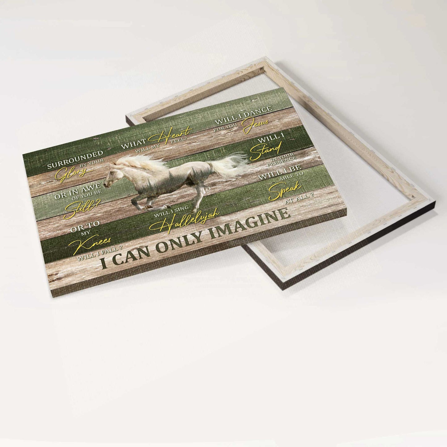 Jesus Landscape Canvas- Running horse, White horse painting- Gift for Christian- I can only imagine - Landscape Canvas Prints, Christian Wall Art