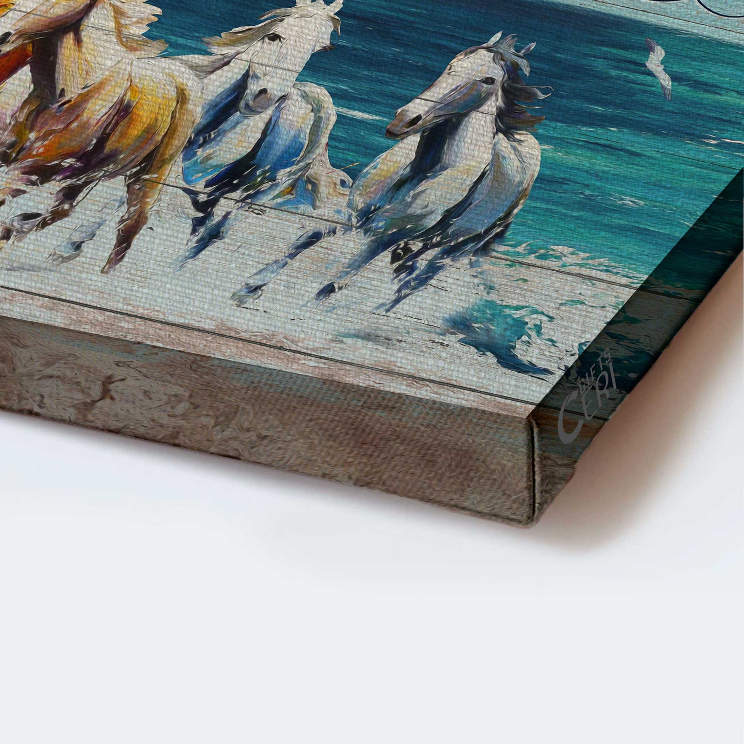 Jesus Landscape Canvas- Running horses, Blue ocean, Seagull canvas- Gift for Christian- Live like someone left the gate open - Landscape Canvas Prints, Christian Wall Art