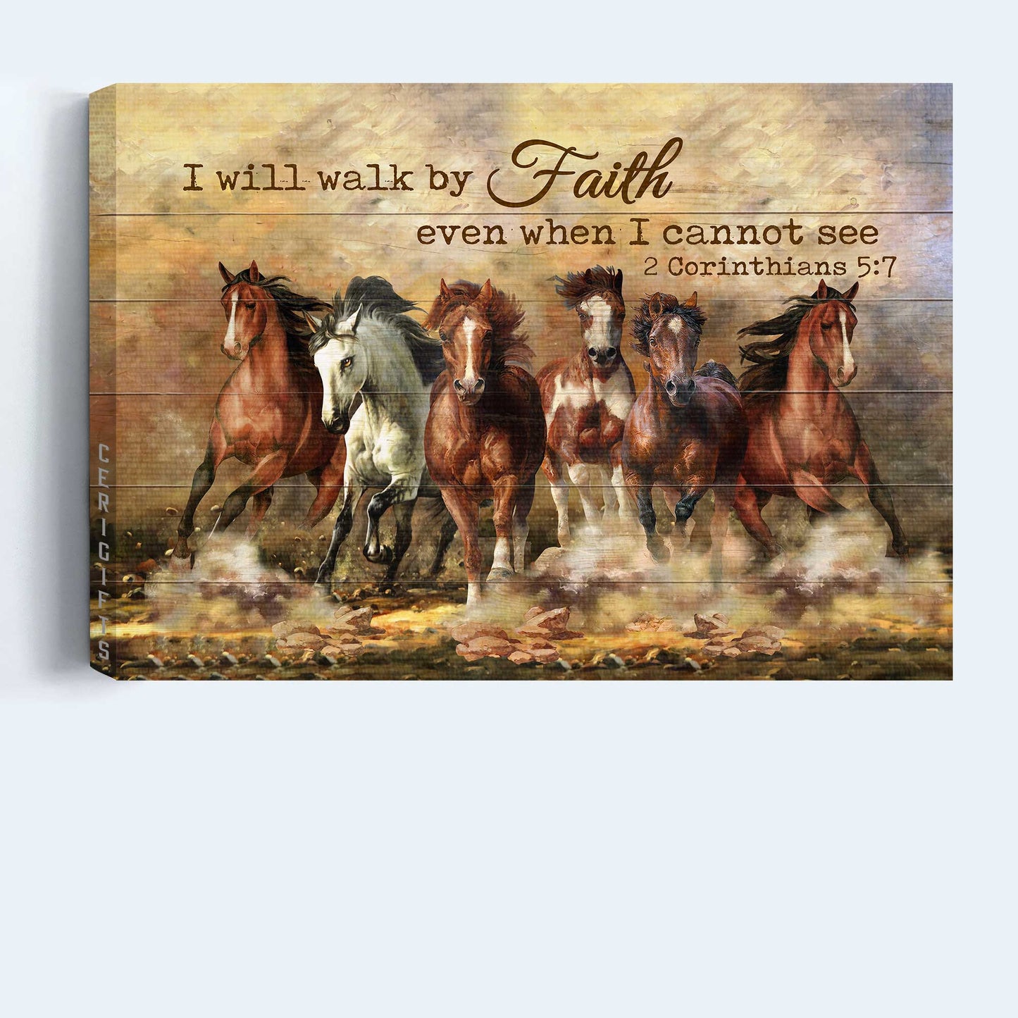Jesus Landscape Canvas- Running horses- Gift for Christian- I will walk by faith even when I cannot see - Landscape Canvas Prints, Wall Art