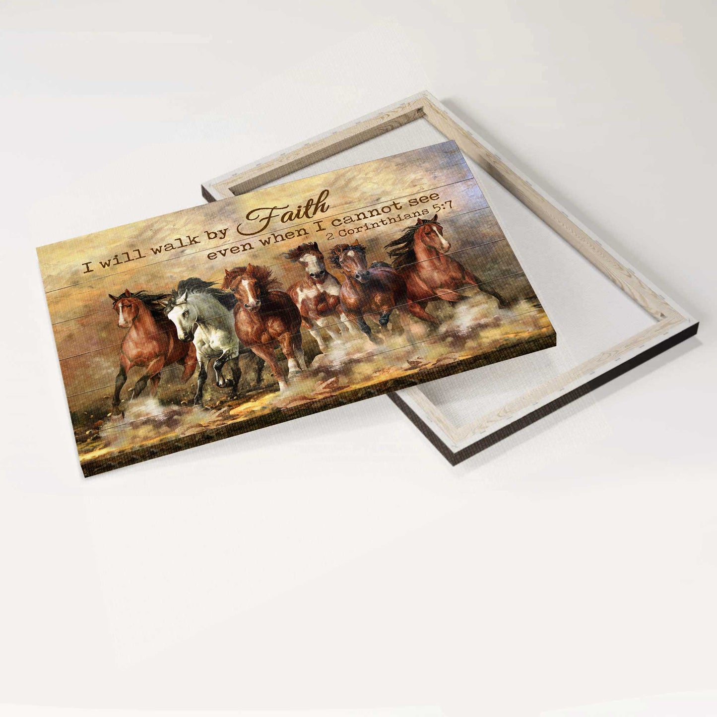 Jesus Landscape Canvas- Running horses- Gift for Christian- I will walk by faith even when I cannot see - Landscape Canvas Prints, Wall Art