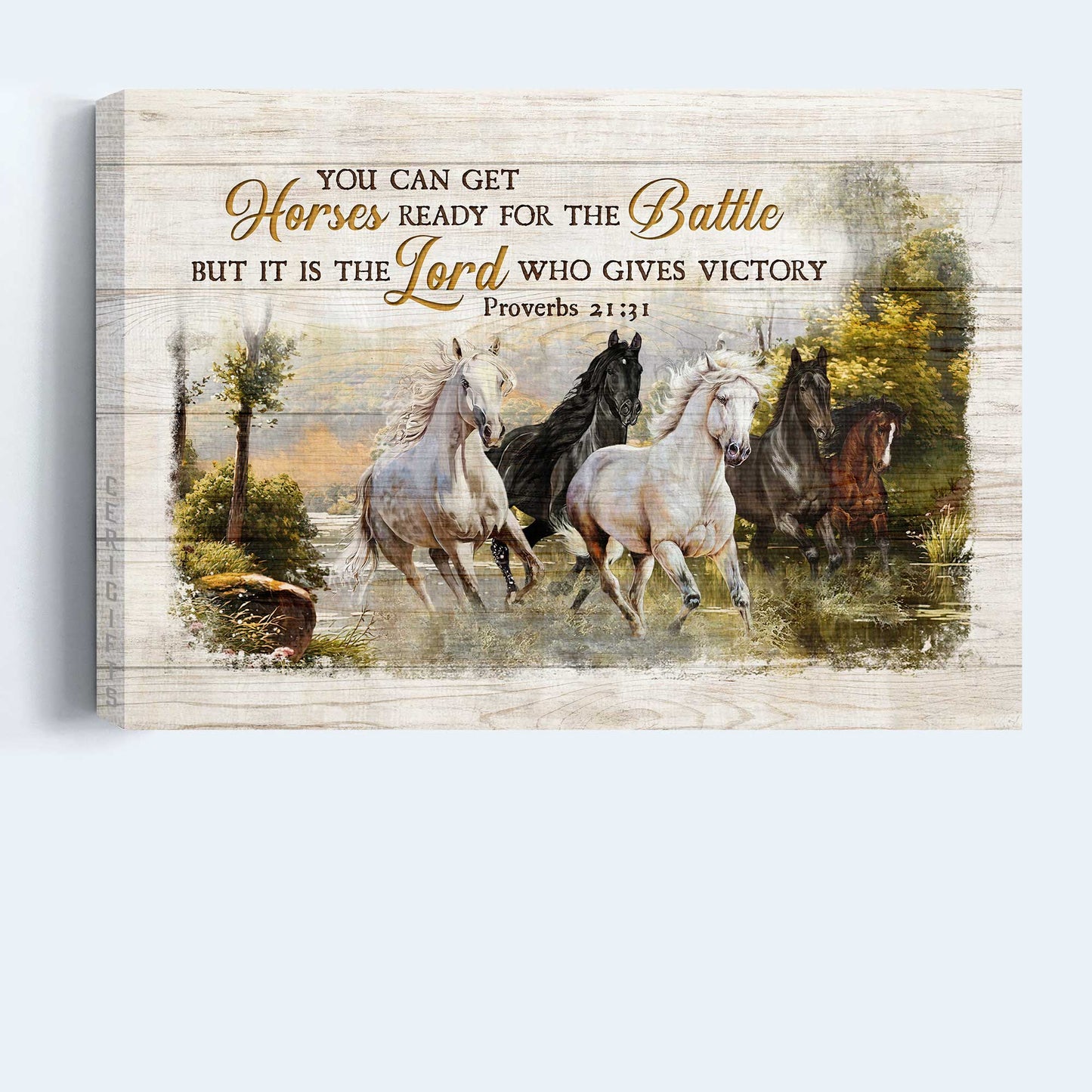Jesus Landscape Canvas- Running horses, In the forest- Gift for Christian- It is the Lord who gives victory - Landscape Canvas Prints, Wall Art
