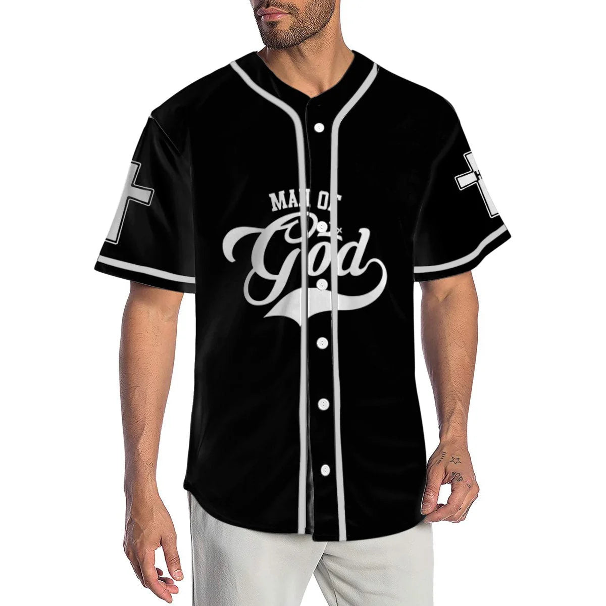 Personalized Jesus Baseball Jersey - Cross Baseball Jersey - Gift For Christians - Man Of God Custom Printed 3D Baseball Jersey Shirt For Men Women