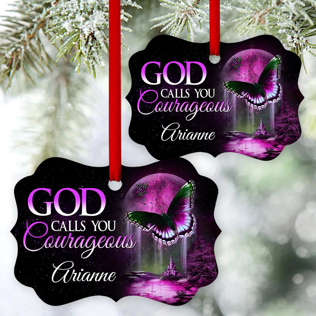Jesus Aluminum Ornament - Personalized Butterfly Aluminium Ornament - Custom Gift For Christian - God Calls You Courageous Aluminum Ornament