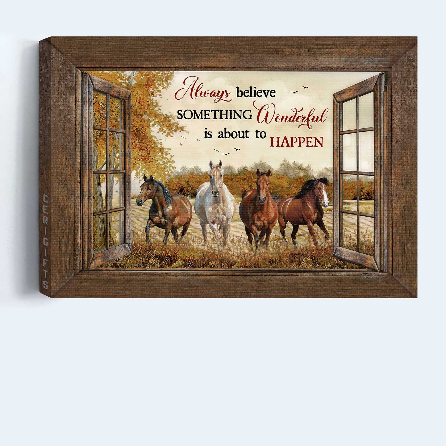Jesus Landscape Canvas- Amazing Horses, Autumn Season, Farm Landscape Canvas- Gift For Christian- Always Believe Something Wonderful Is About To Happen