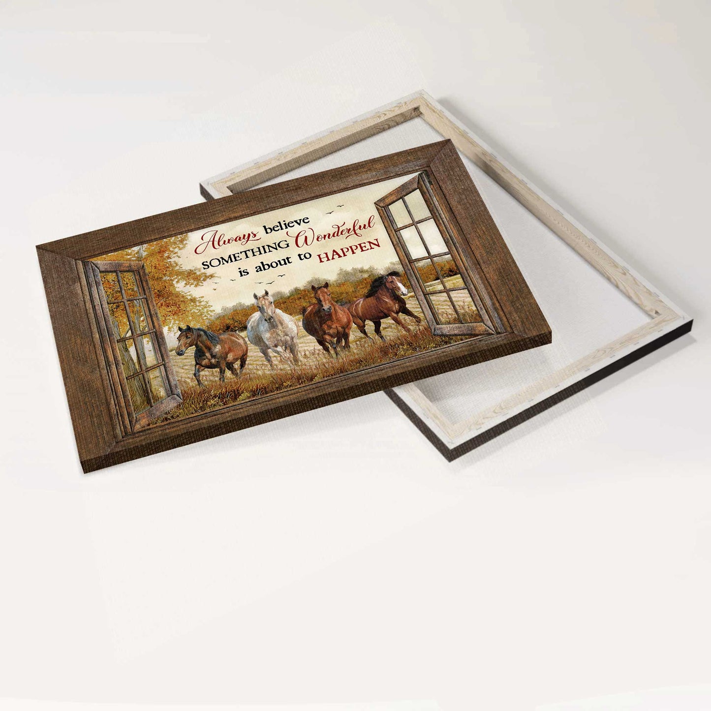 Jesus Landscape Canvas- Amazing Horses, Autumn Season, Farm Landscape Canvas- Gift For Christian- Always Believe Something Wonderful Is About To Happen