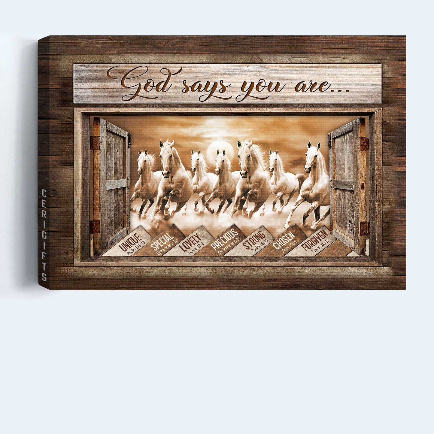 Jesus Landscape Canvas- Running horses, Seven white horses, God says you are canvas- Gift for Christian - Landscape Canvas Prints, Christian Wall Art