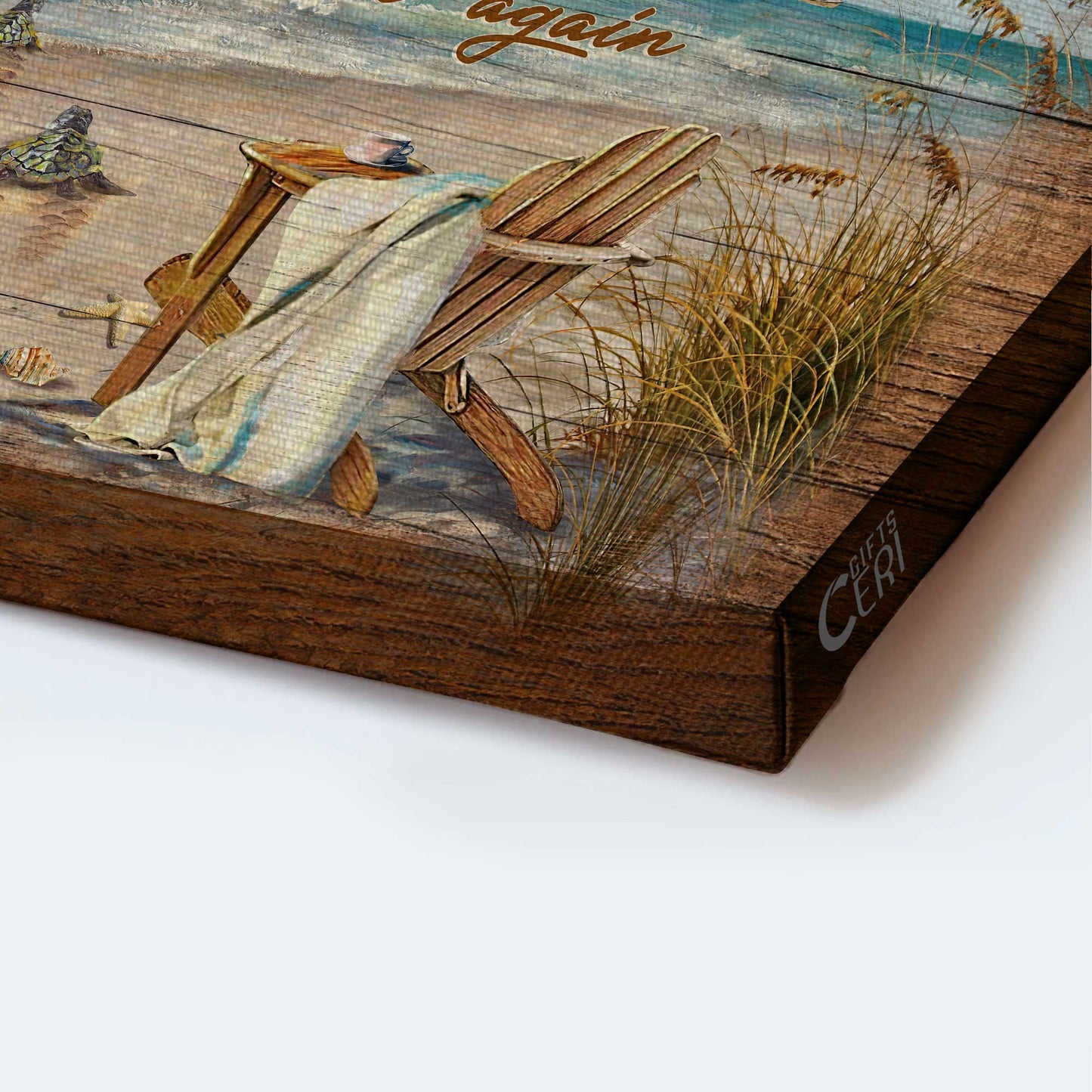Jesus Landscape Canvas- Sea Turtle, On the beach, Wooden chair canvas- Gift for Christian- Every day is a new beginning - Landscape Canvas Prints, Wall Art