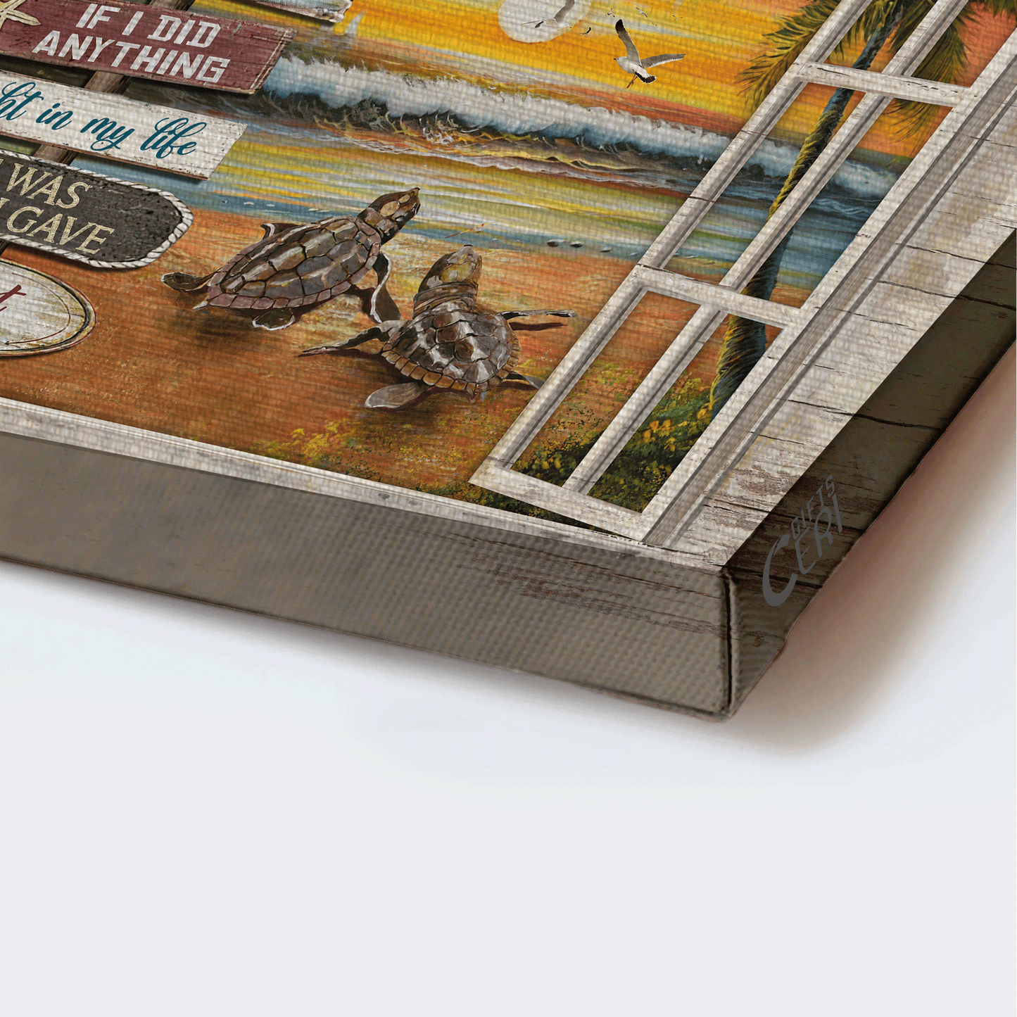 Couple Landscape Canvas- Sea turtle, On the beach, Sunset on sea- Gift for Couple, lover- Loving you is a wonderful way to send my lifetime - Landscape Canvas Prints, Wall Art
