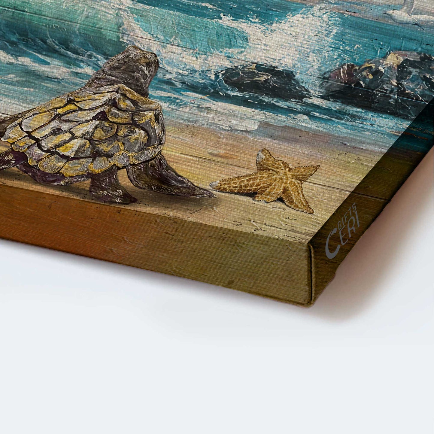 Jesus Landscape Canvas- Sea turtle, Starfish, Gull, Blue beach, Just have faith canvas- Gift for Christian - Landscape Canvas Prints, Christian Wall Art