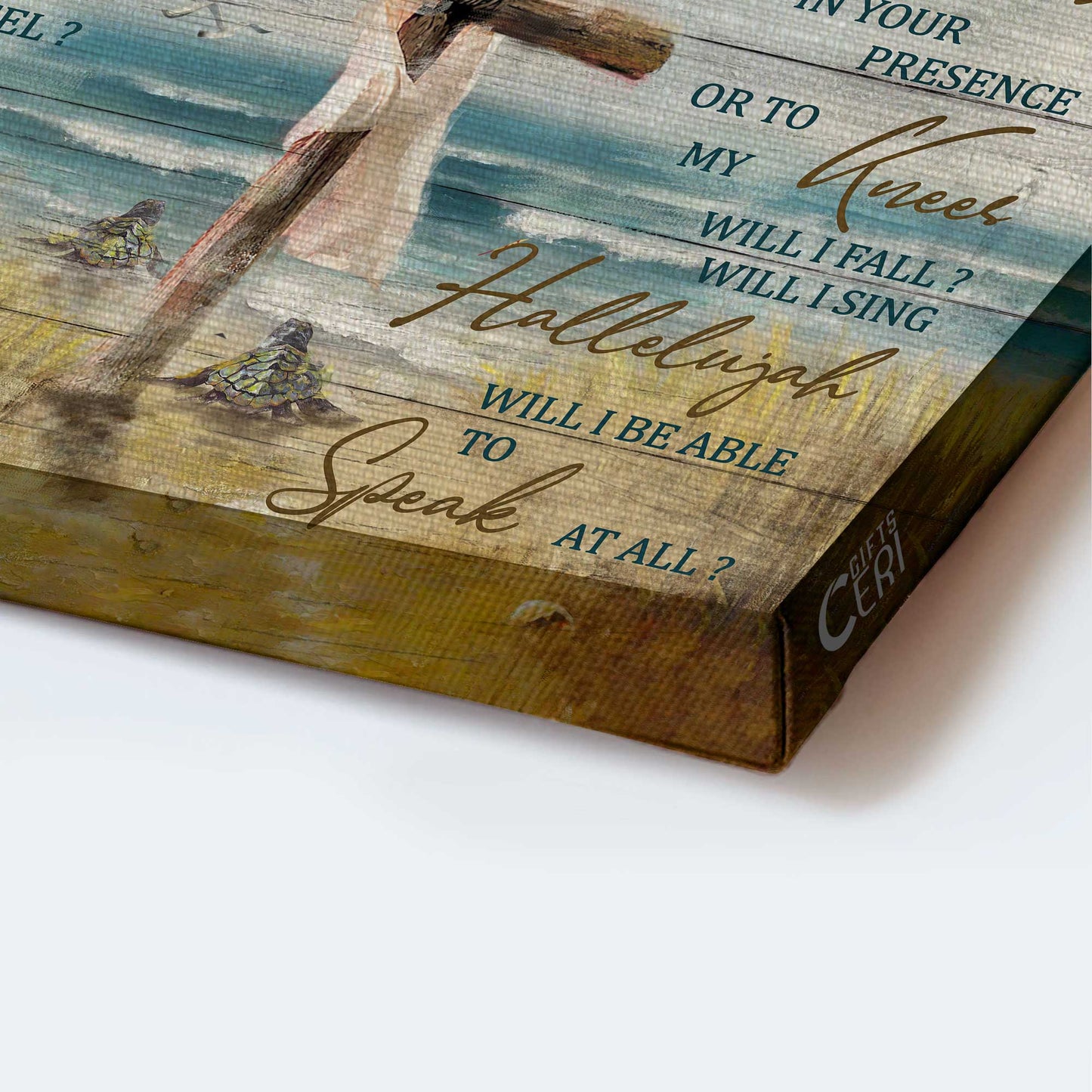 Jesus Landscape Canvas- Sea turtle, To the ocean, Wooden cross- Gift for Christian- I can only imagine - Landscape Canvas Prints, Wall Art